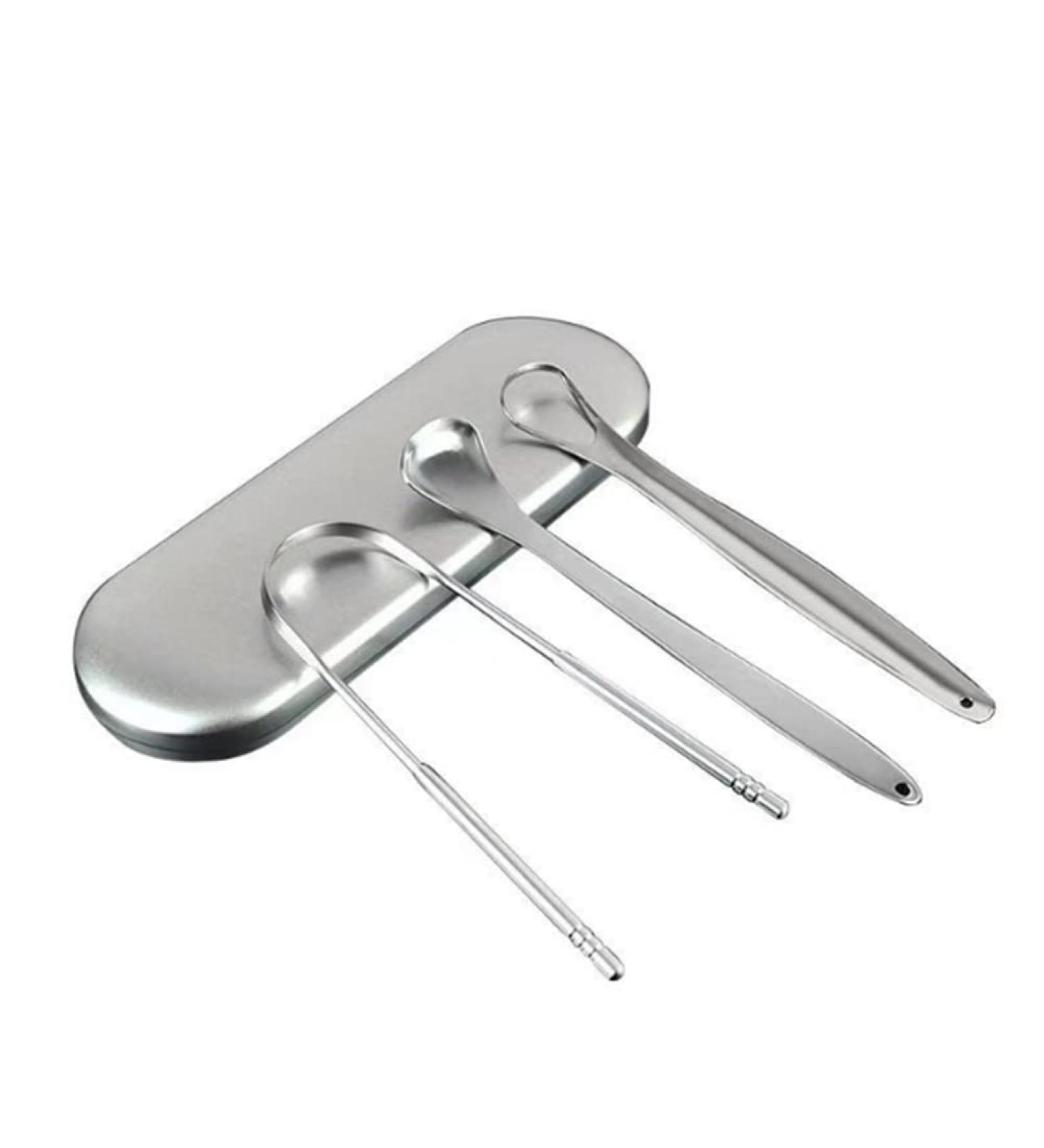 Molinter Stainless Steel Tongue Cleaner - Tongue Scraper for Adults & Children | Effective Oral Hygiene Tool - Buy Online on GoSupps.com