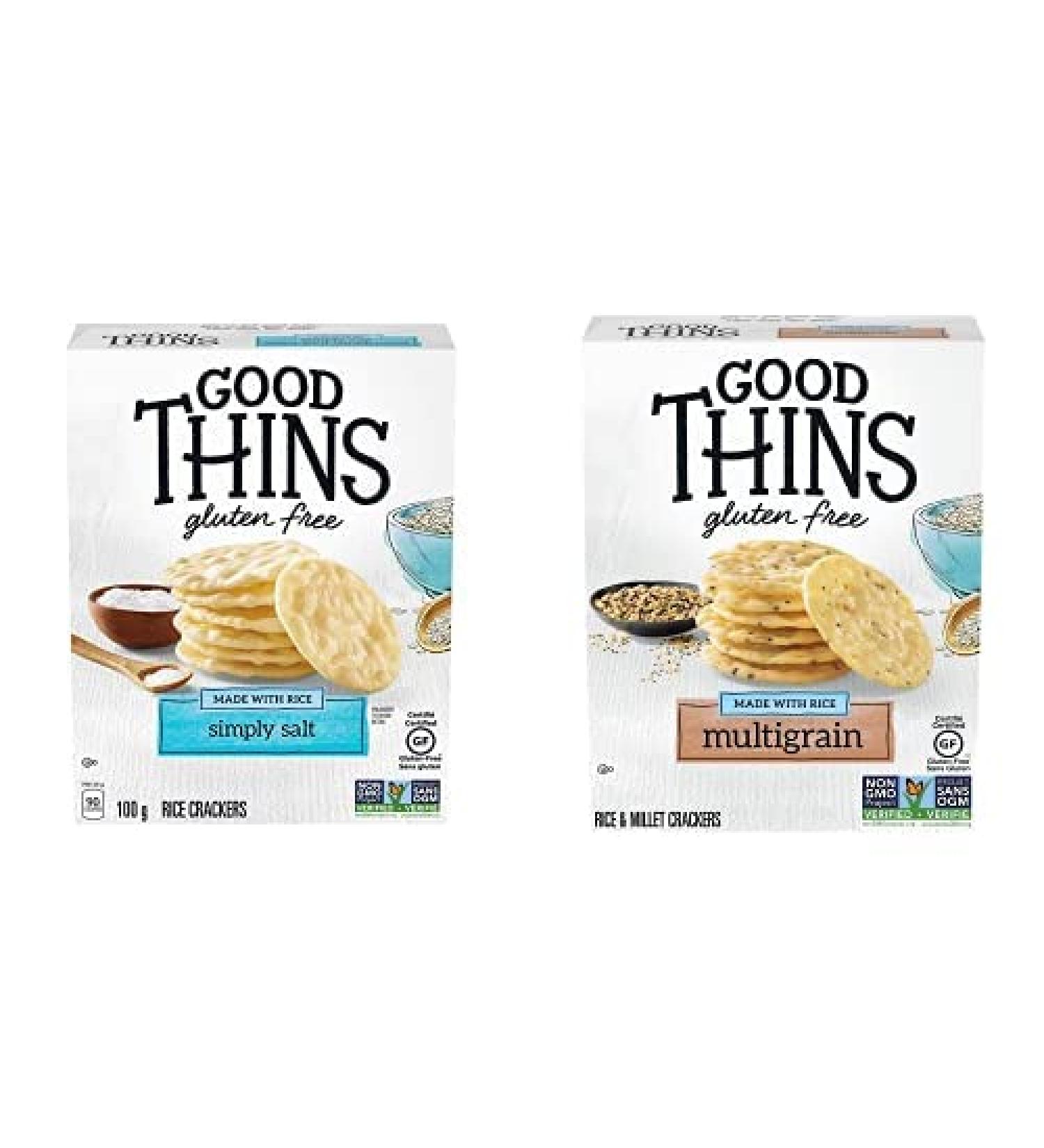 GOOD THINS Rice Simply Salt Gluten Free Crackers 100 g with Rice Multigrain Gluten Free Crackers 100 g