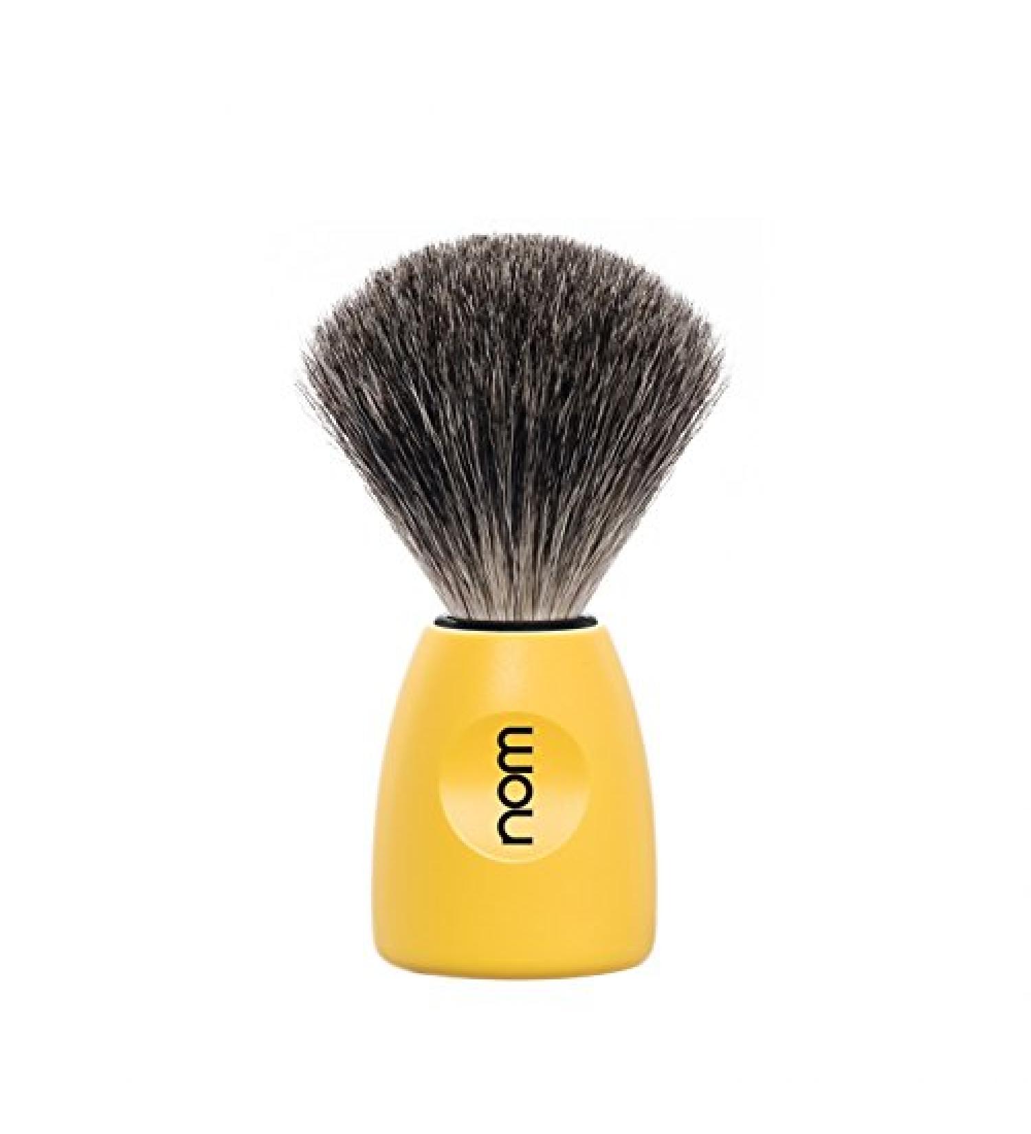 nom - Shaving brush - LASSE series - Pure badger hair - Plastic lemon