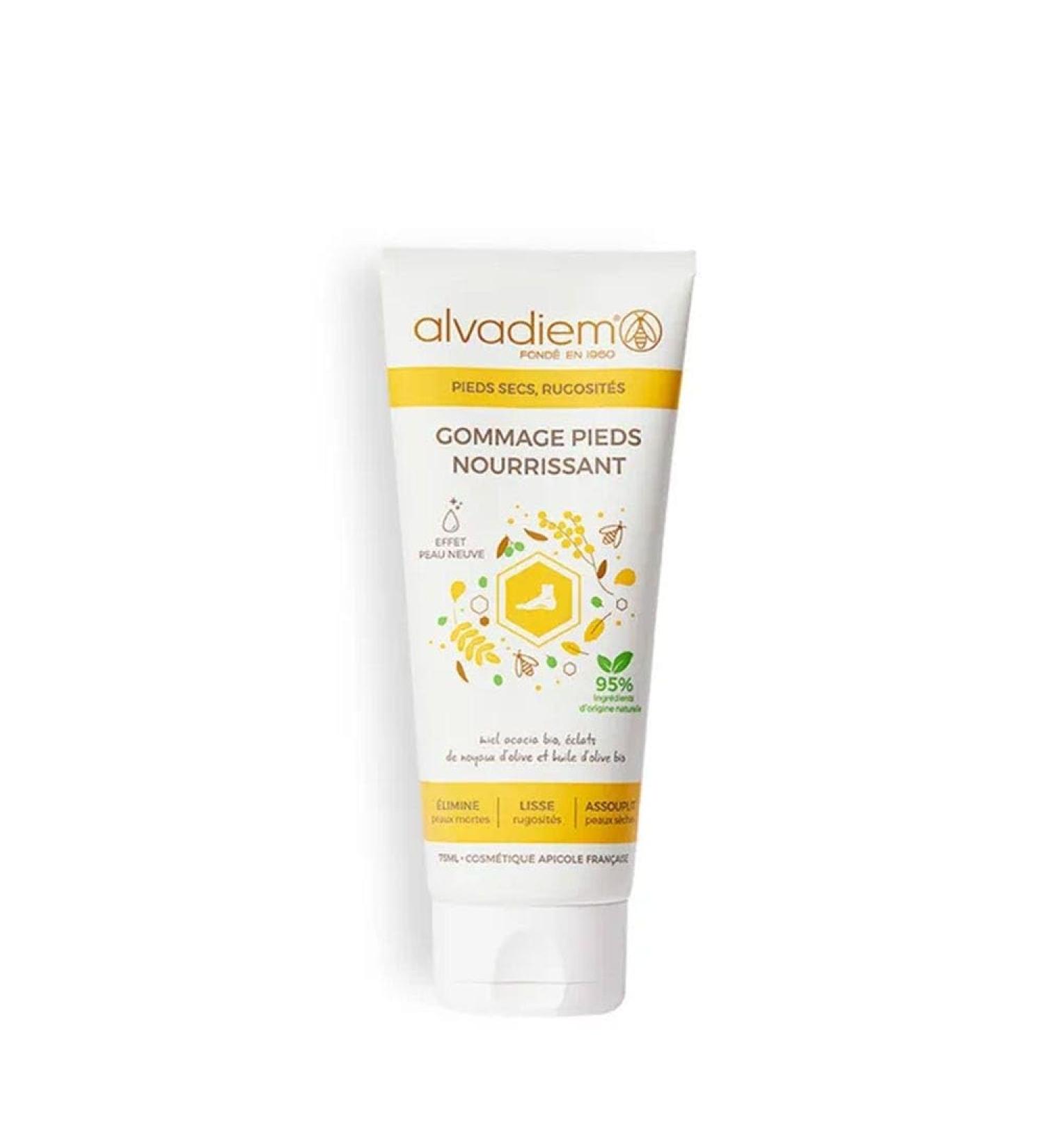 ALVADIEM NOURISHING FOOT SCRUB with organic acacia honey - Dry, rough feet - Made in FR