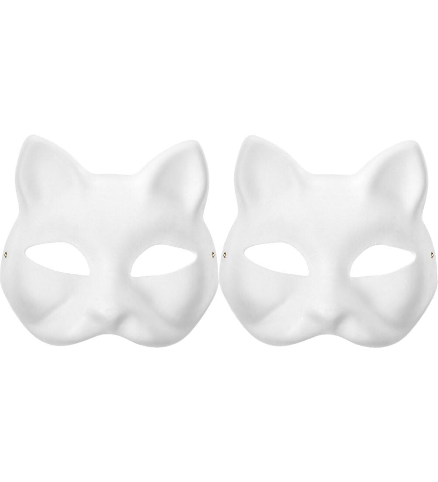 Buy Ifundom Cat Mask - 2 White Manual Paint Half-Face Masks for Halloween | Cosplay & Masquerade Accessories - Buy Online on GoSupps.com