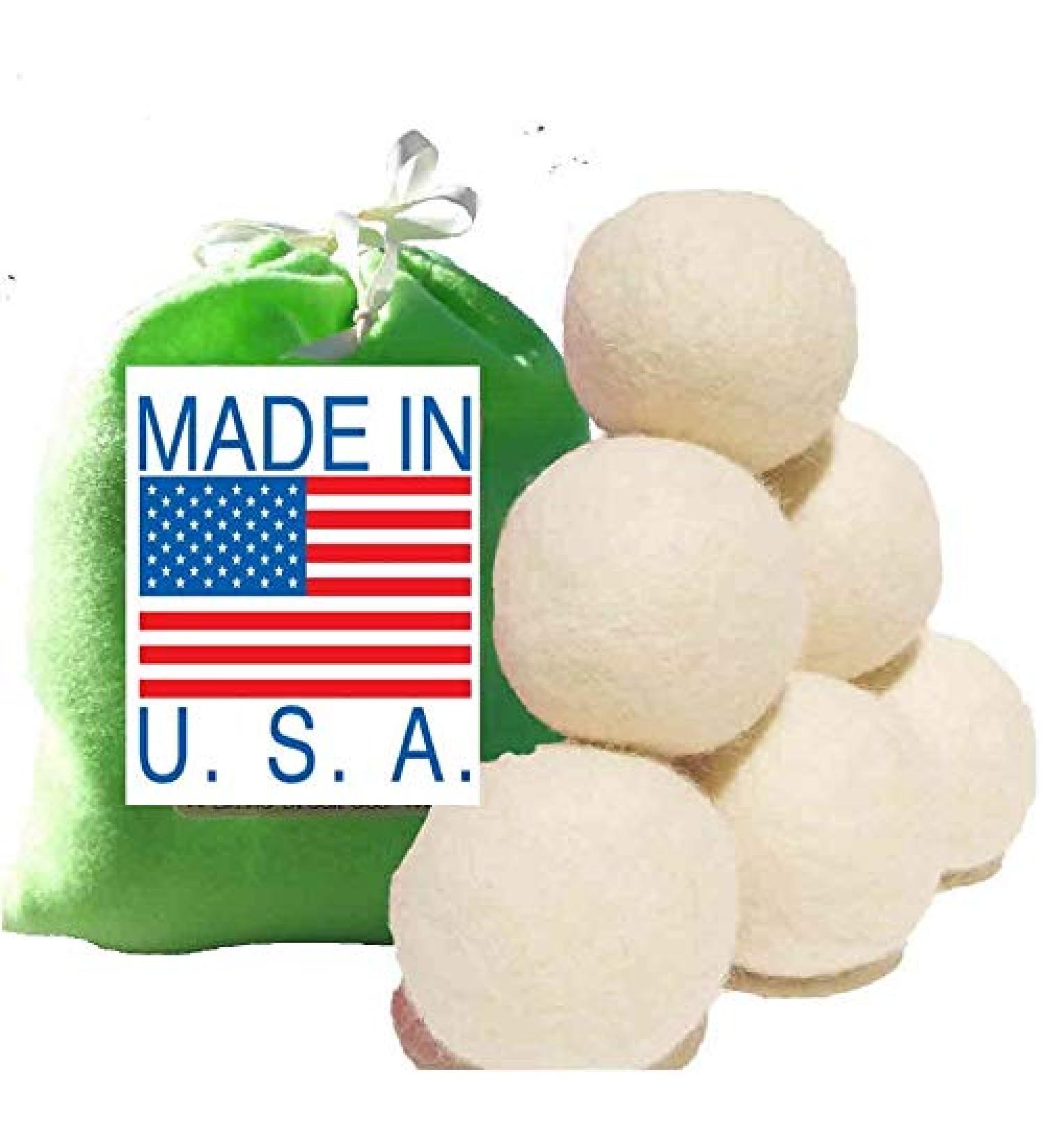 Six Eco-Friendly 100% Wool Dryer Balls with Free Eco-Felt Gift Bag Handmade in America 100% Premium Wool XL Natural and Unscented (Green) Green Bag - Buy Online on GoSupps.com