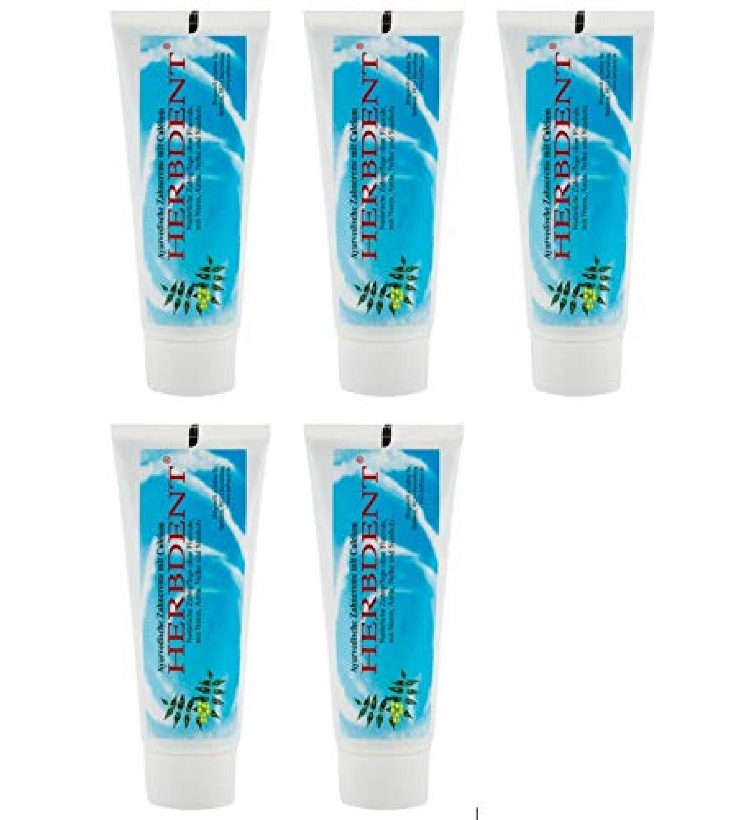 Herbdent Ayurvedic Toothpaste with Calcium - without Fluoride - 100% Vegan - 80 ML (5 x 80 ml) 80 ml (pack of 5)