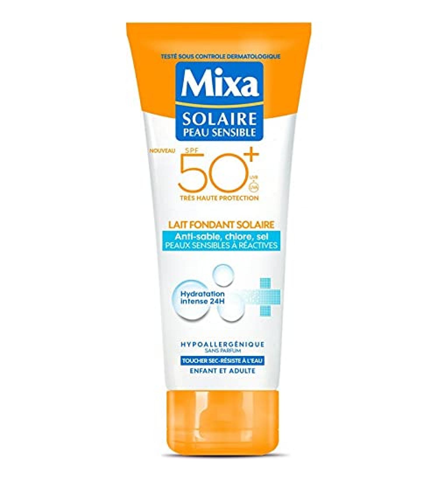 Mixa Sun Milk Anti-Sweat Sand Chlorine SPF 50+ - 200 ml (French text)
