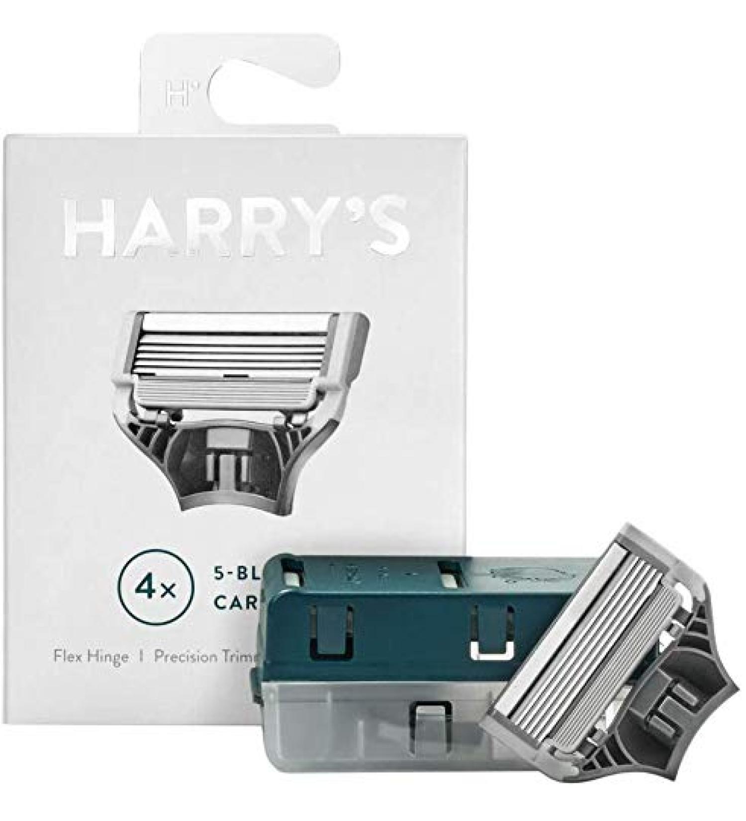 4-Pack Harrys German 5-Blade CARTRIDGES Razor Refills Precision Trimmer Flex HI