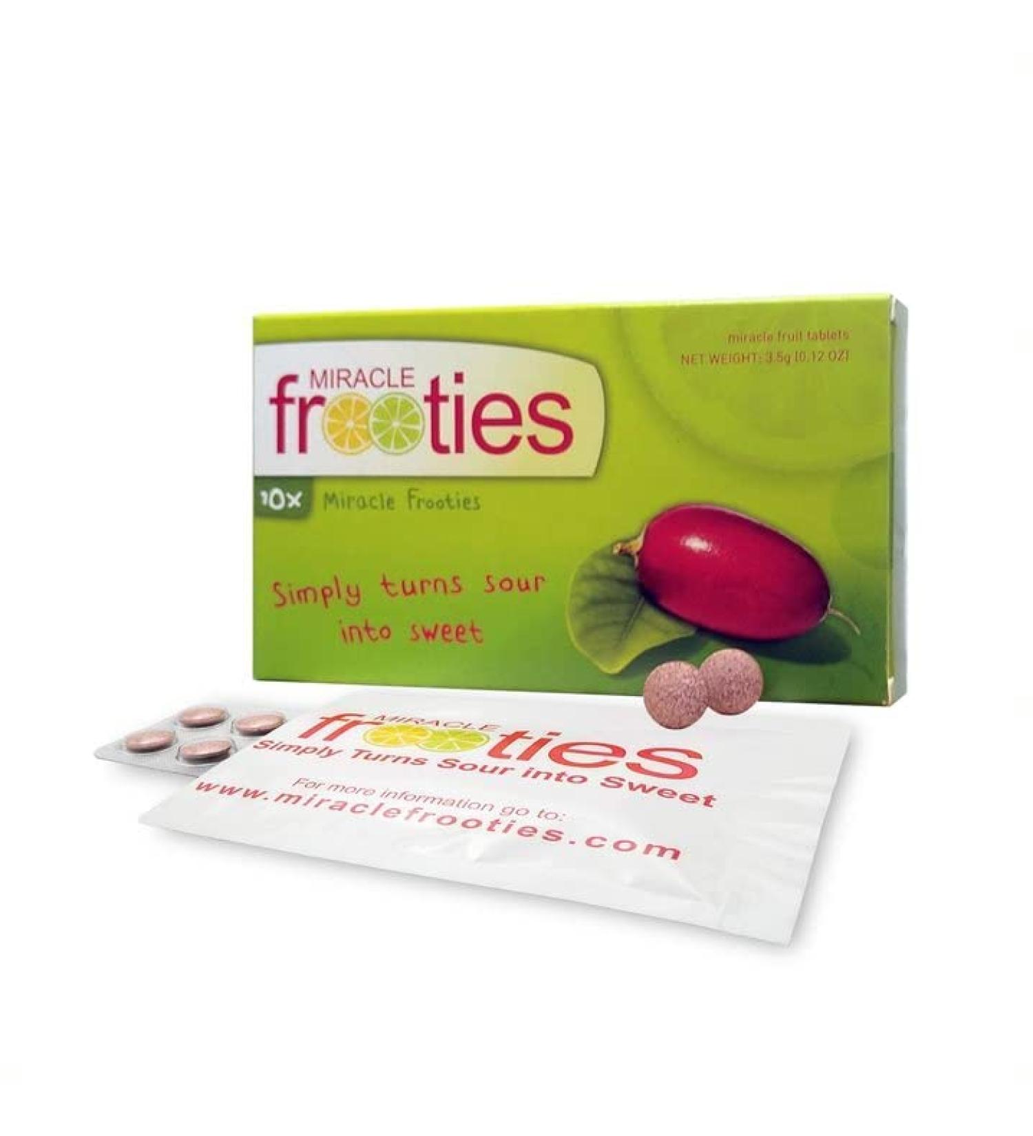 Miracle Frooties Sour to Sweet Flavor Tablets - Natural, Sugar-Free Taste Shifter with Miraculin - 10 count Green Box - Buy Online on GoSupps.com