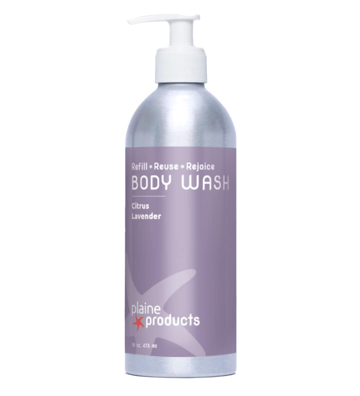 Plaine Products Returnable Refillable Body Wash - Citrus Lavender 16 oz with Pump | Eco-Friendly & Sustainable - Buy Online on GoSupps.com