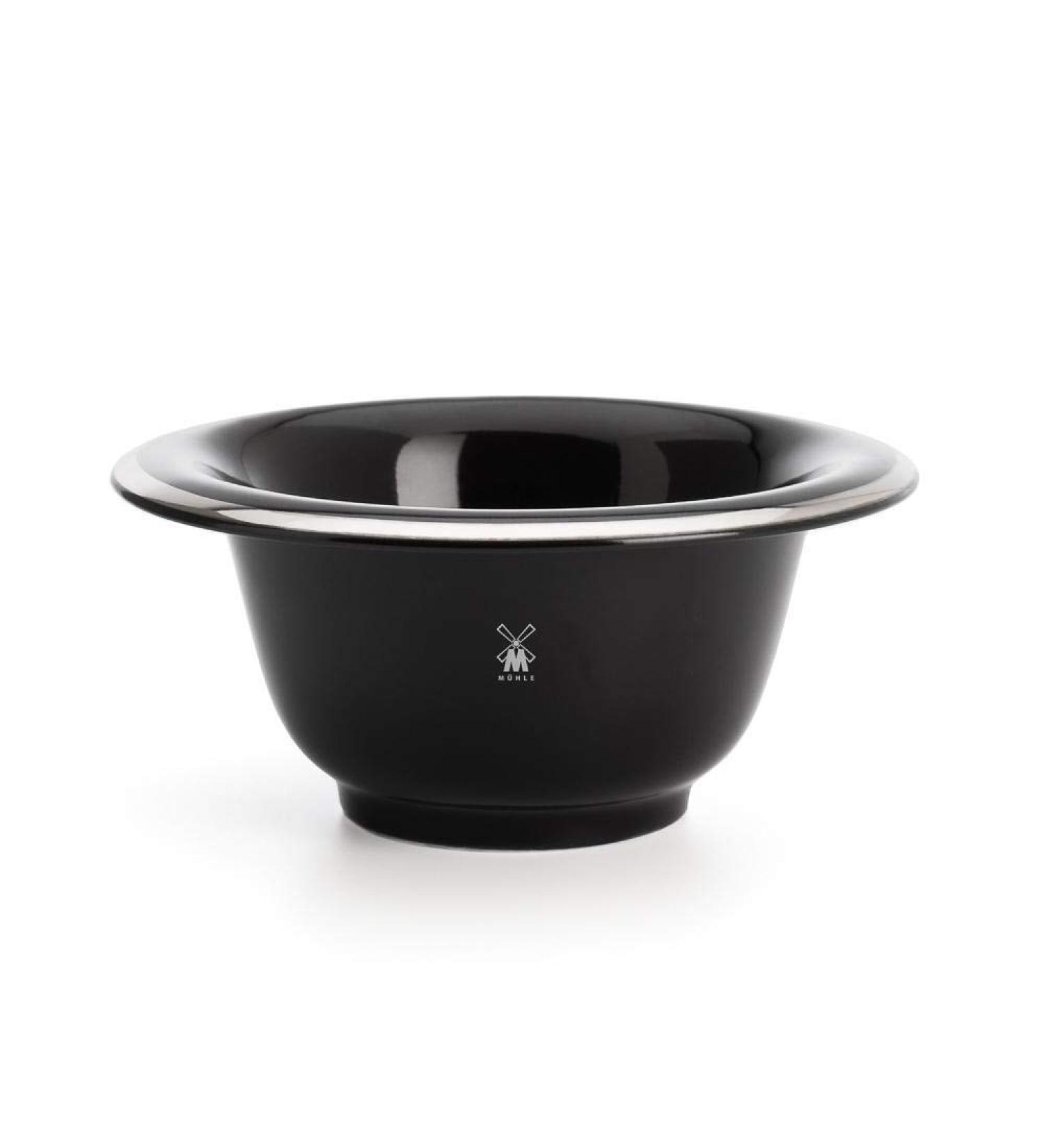 Muhle Black Porcelain Platinum Rim Shaving Dish - Premium Grooming Essential - Buy Online on GoSupps.com