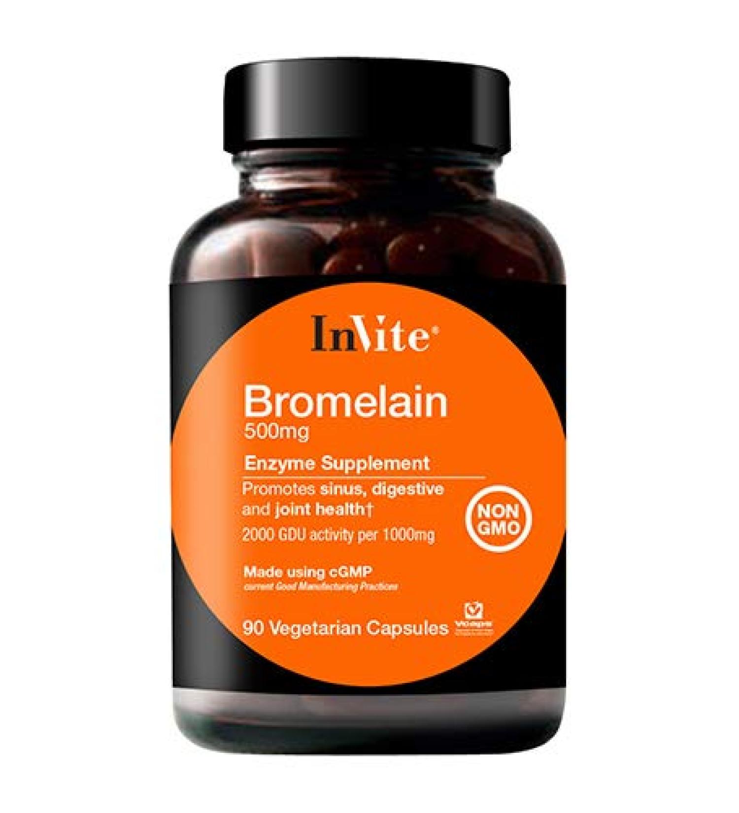 Invite Health Bromelain - Promotes Sinus Digestive & Joint Health - 90 Vegetarian Capsules (2) - Buy Online on GoSupps.com