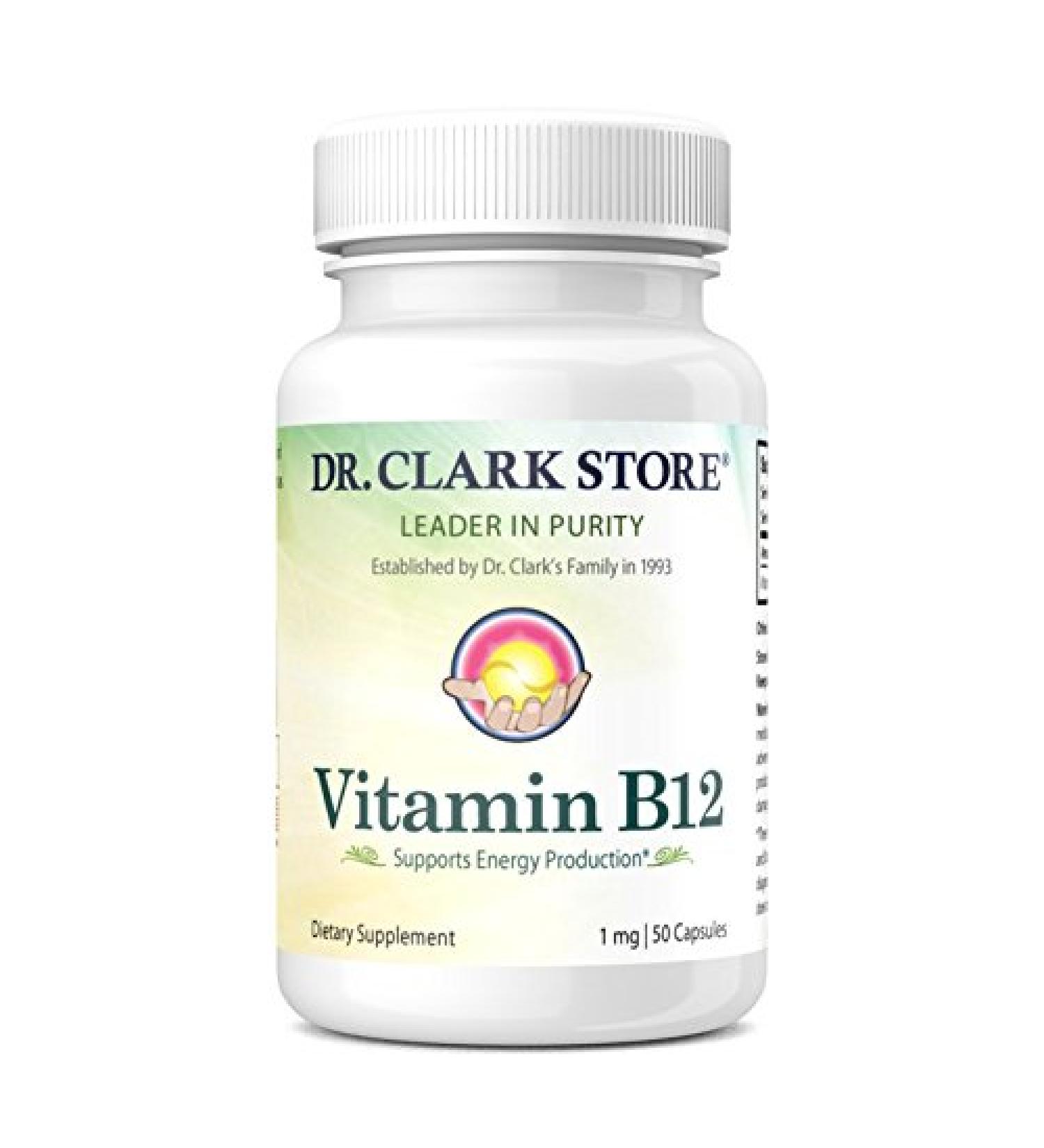 Dr. Clark Vitamin B12 1mg Supplement - 50 Gelatin Capsules - Buy Online on GoSupps.com