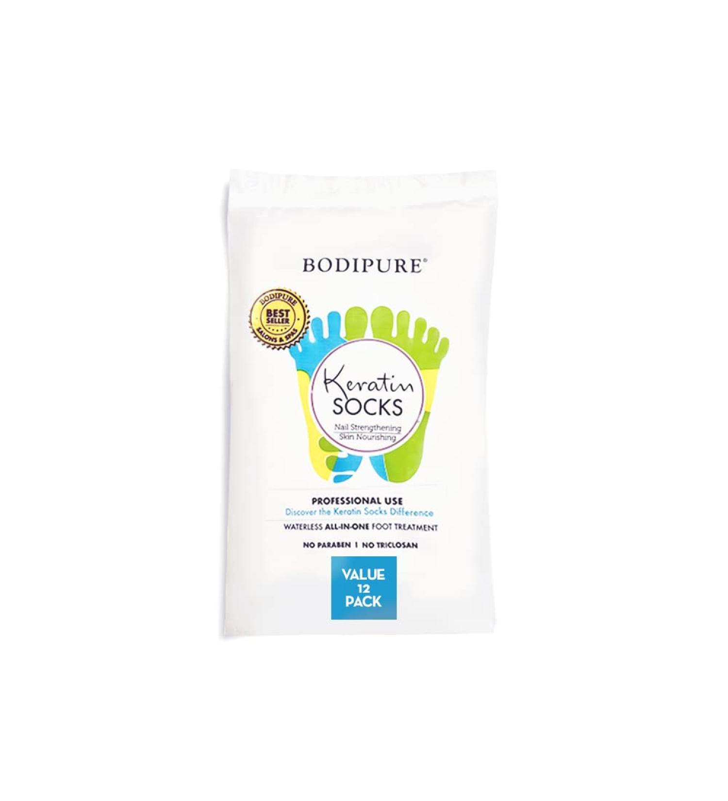 Bodipure Professional Keratin Socks - Moisturizing Foot Mask for Dry Feet - 12 Pairs - Buy Online on GoSupps.com