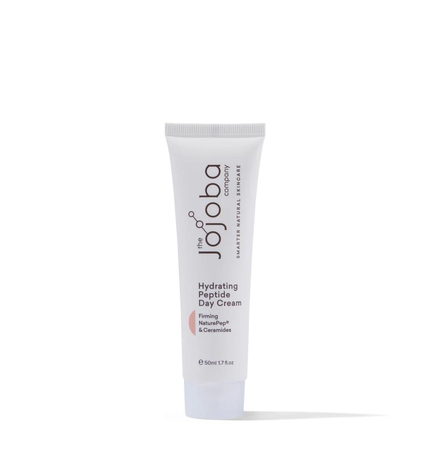 The Jojoba Company - 50ml Hydrating Peptide Day Cream - Natural Moisturiser for Dry Skin - with Firming NaturePep and Ceramides - Clinically Proven Results