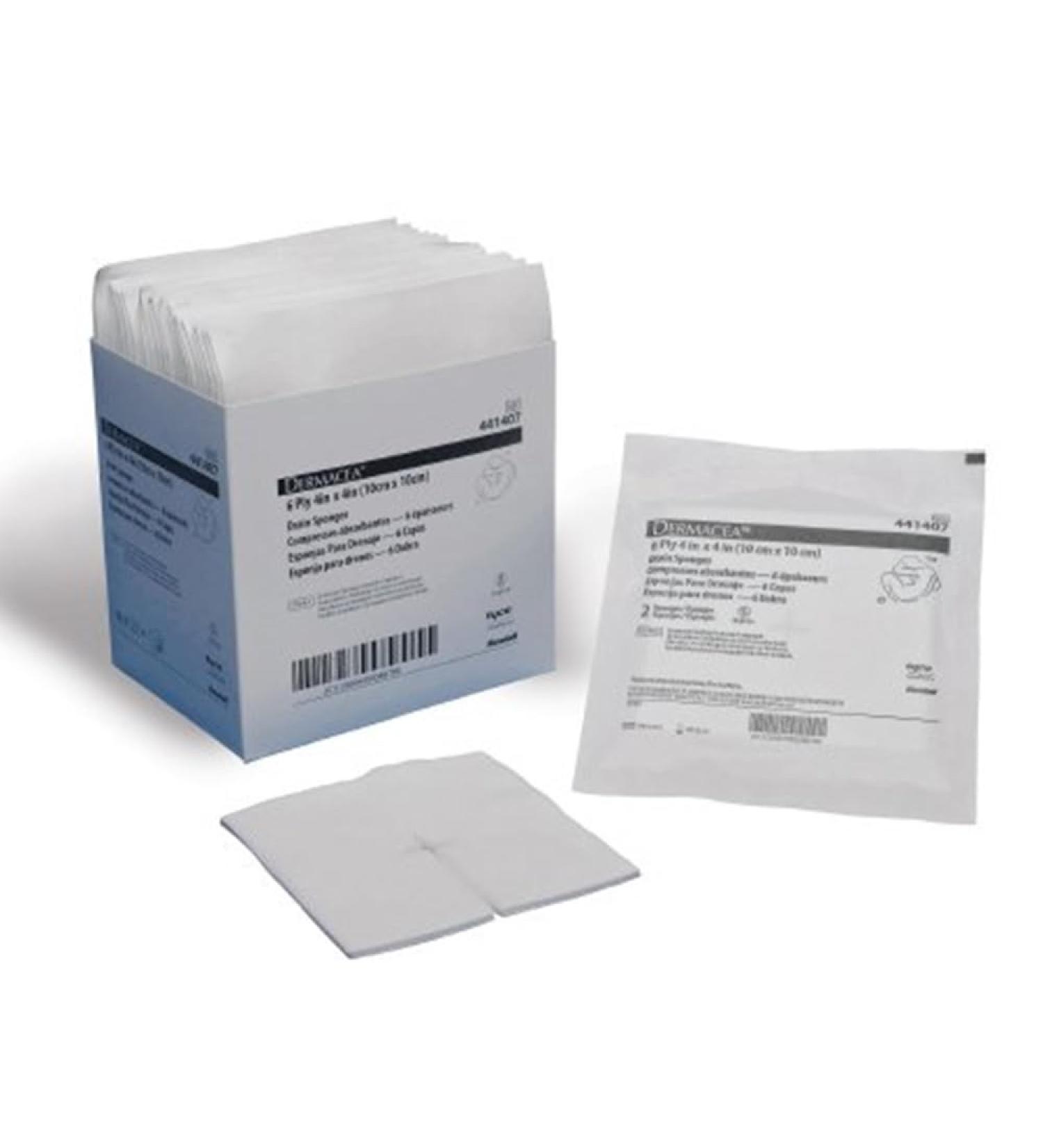 Covidien 441407 Dermacea I.V. Drain Sponges 4" x 4" Size (Pack of 300)