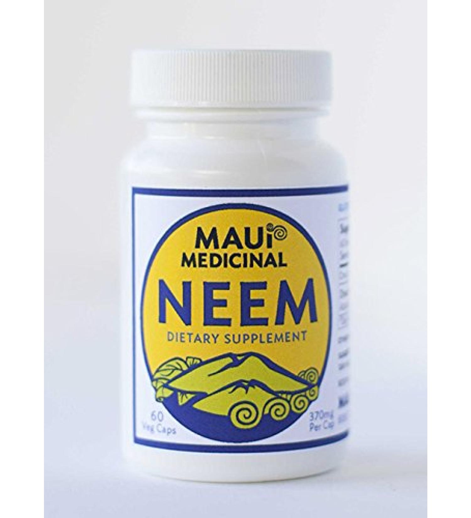 Maui Medicinal Herbs NEEM Leaf 90 Veggie Capsules - 450mg per Capsule *Certified Organically Grown* - Buy Online on GoSupps.com