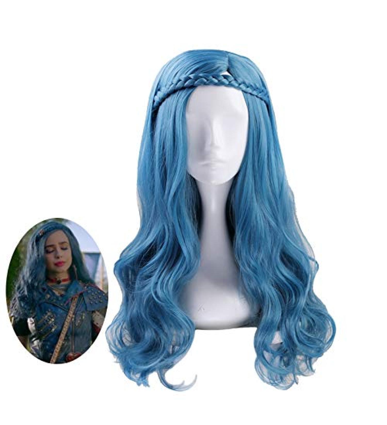 Buy Descendants 2 Evie Wig - Long Blue Braided Wavy Synthetic Hair + Cap | Heat Resistant International Shipping - Buy Online on GoSupps.com