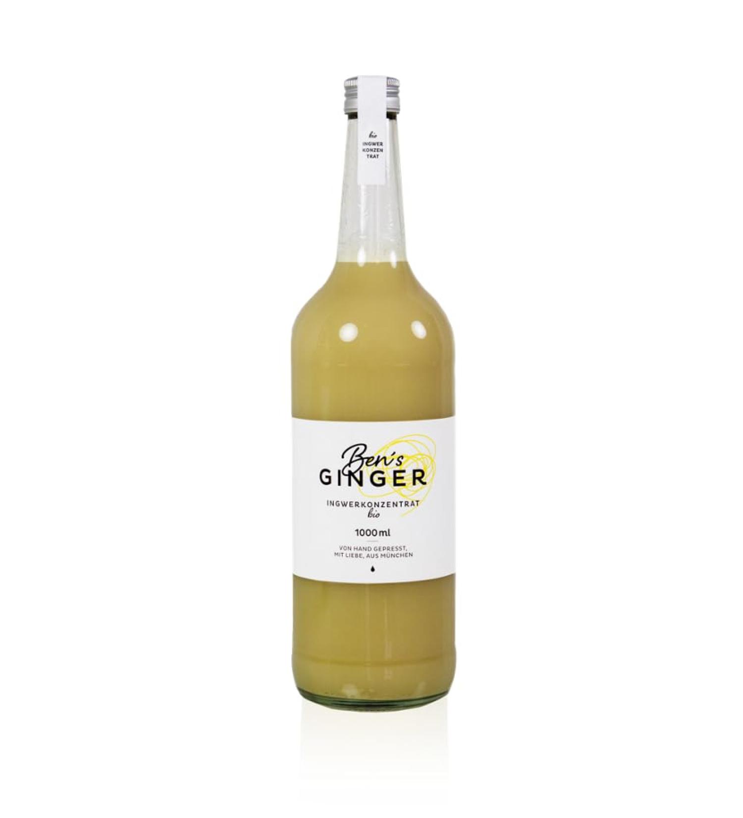 Ben's Ginger: Bio Ginger Center 1000ml |pressed by hand with love from Munich |daily booster ginger shot for tea cocktails dishes (1)
