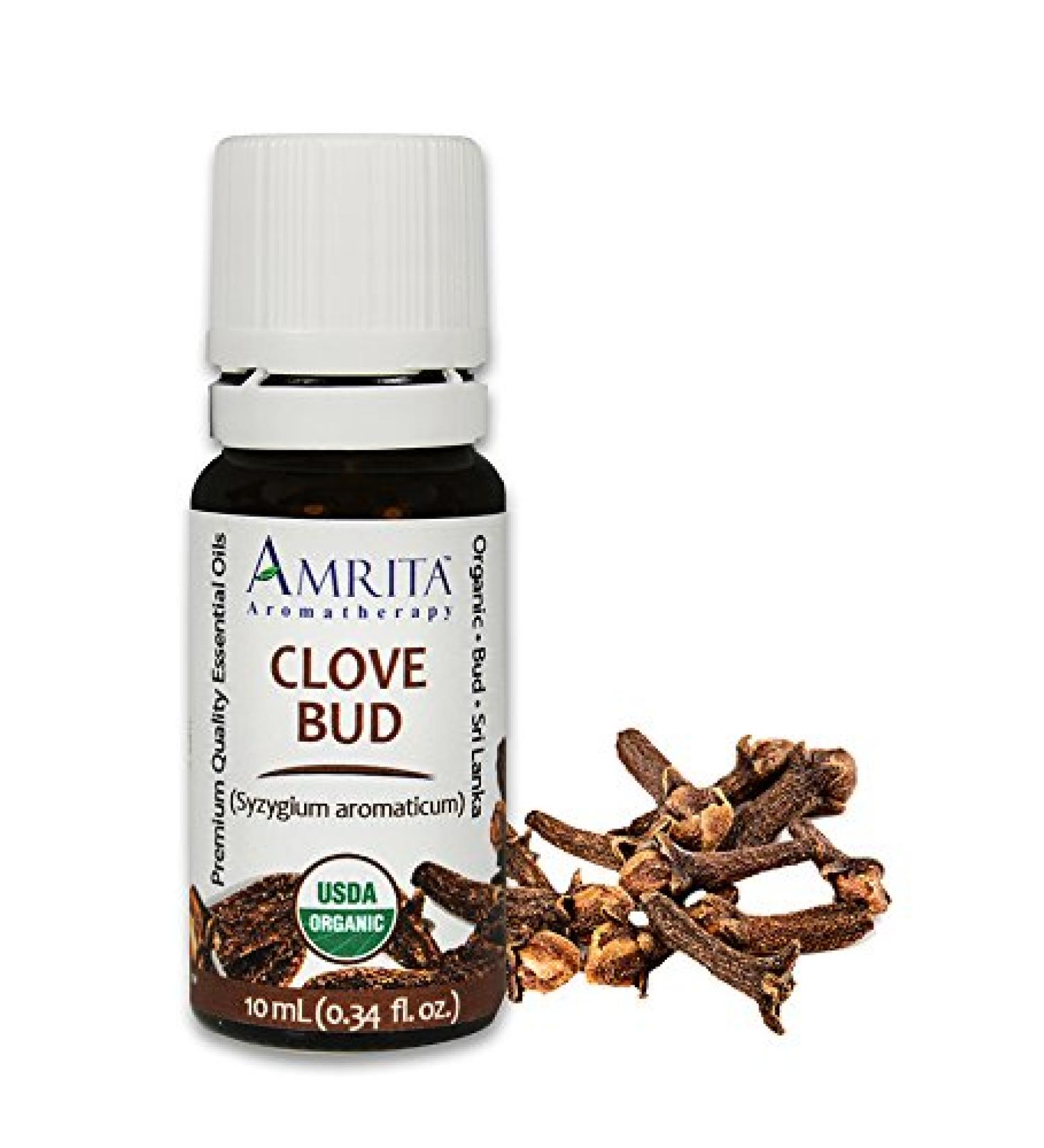 Amrita Aromatherapy Organic Clove bud Essential Oil 100% Pure Undiluted Eugenia caryophyllata Therapeutic Grade Premium Quality Aromatherapy oil Tested & Verified 10ML - Buy Online on GoSupps.com