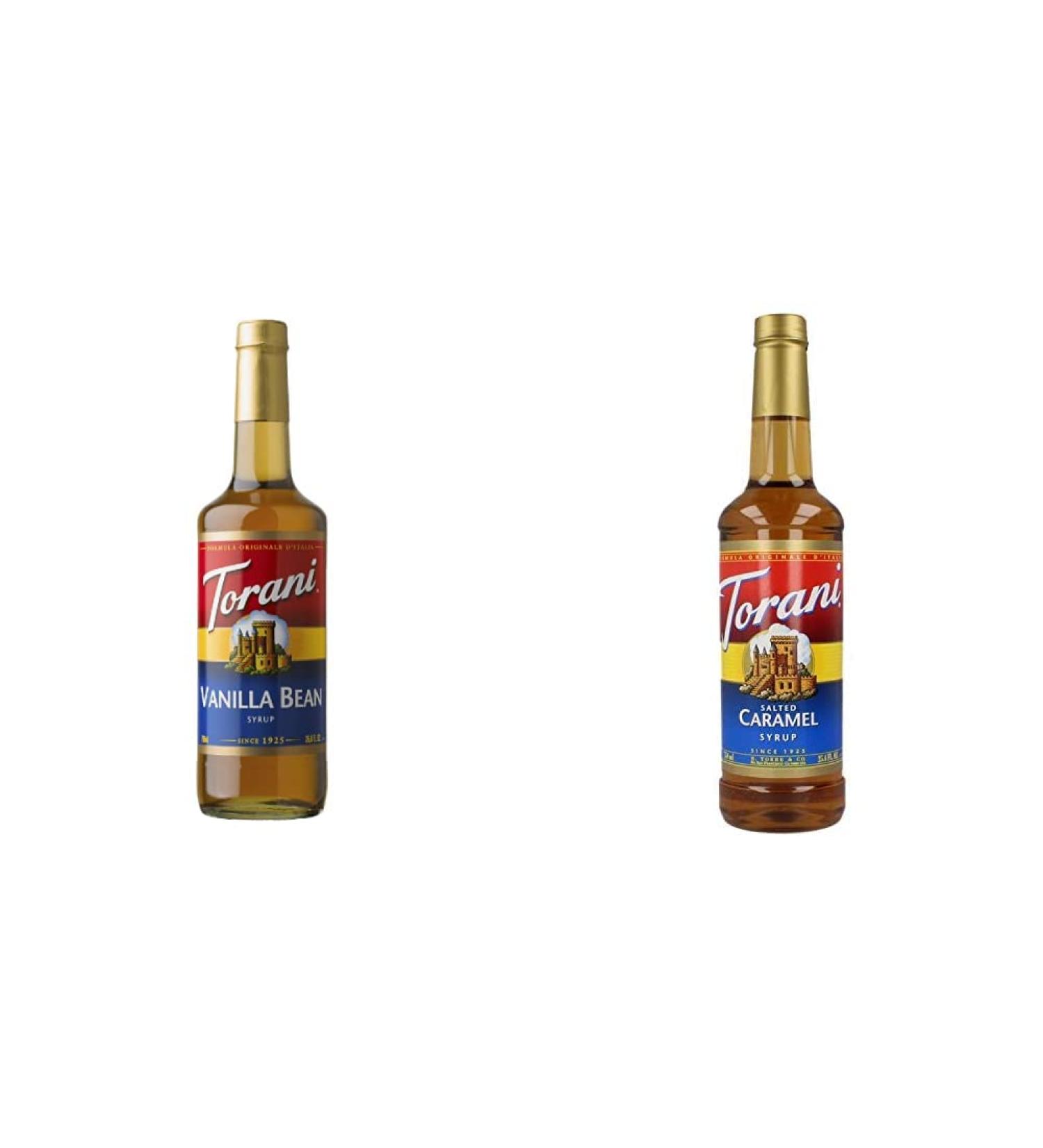 Torani Vanilla Bean Flavour Syrup 750 Milliliter & Salted Caramel Flavour Syrup PET (Plastic) 750ml Flavour Syrup + Flavour Syrup - Buy Online on GoSupps.com