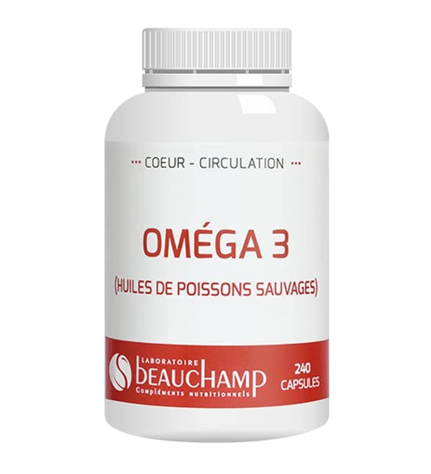 Laboratoire Beauchamp - Food supplement OMEGA 3-240 capsules - Good cardiac and brain function - Vision - Developed in France - Buy Online on GoSupps.com