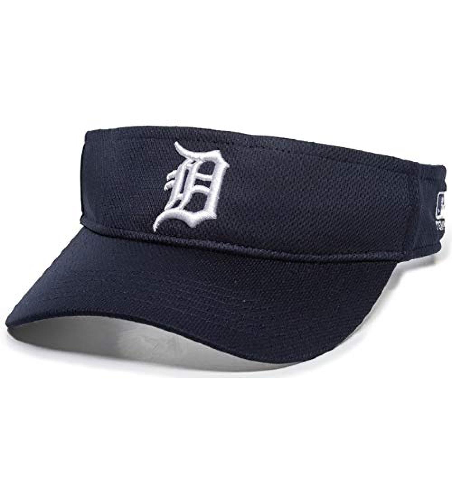 OC Sports Detroit Tigers MLB Mesh Sun Visor Golf Hat Cap Navy Blue w/White D Logo Adult Men's Adjustable
