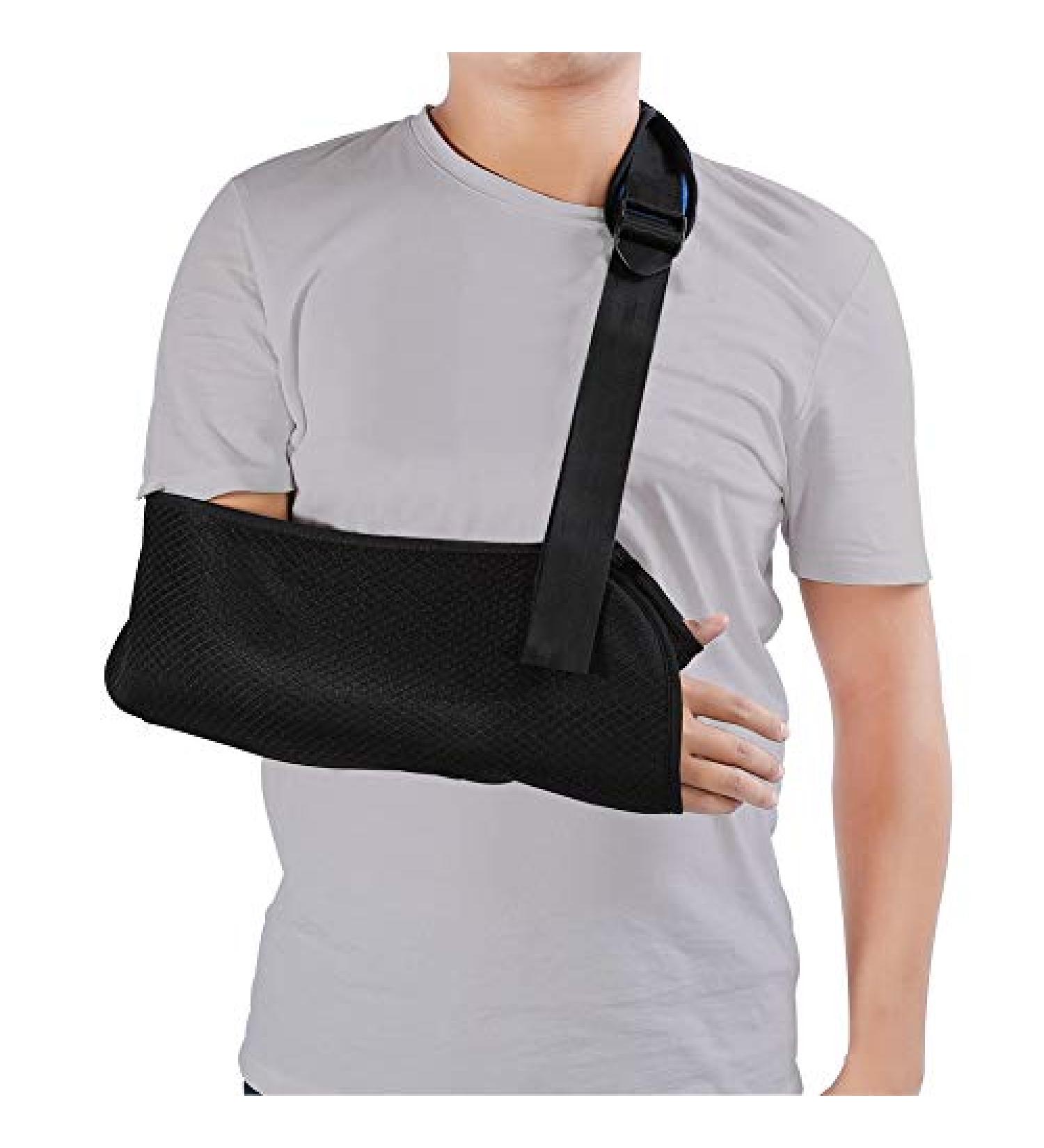 Estink Adult Arm Support Sling - Universal Soft Padded Shoulder Support Belt for Men & Women | Adjustable Elbow & Wrist Immobilizer - Black - Buy Online on GoSupps.com