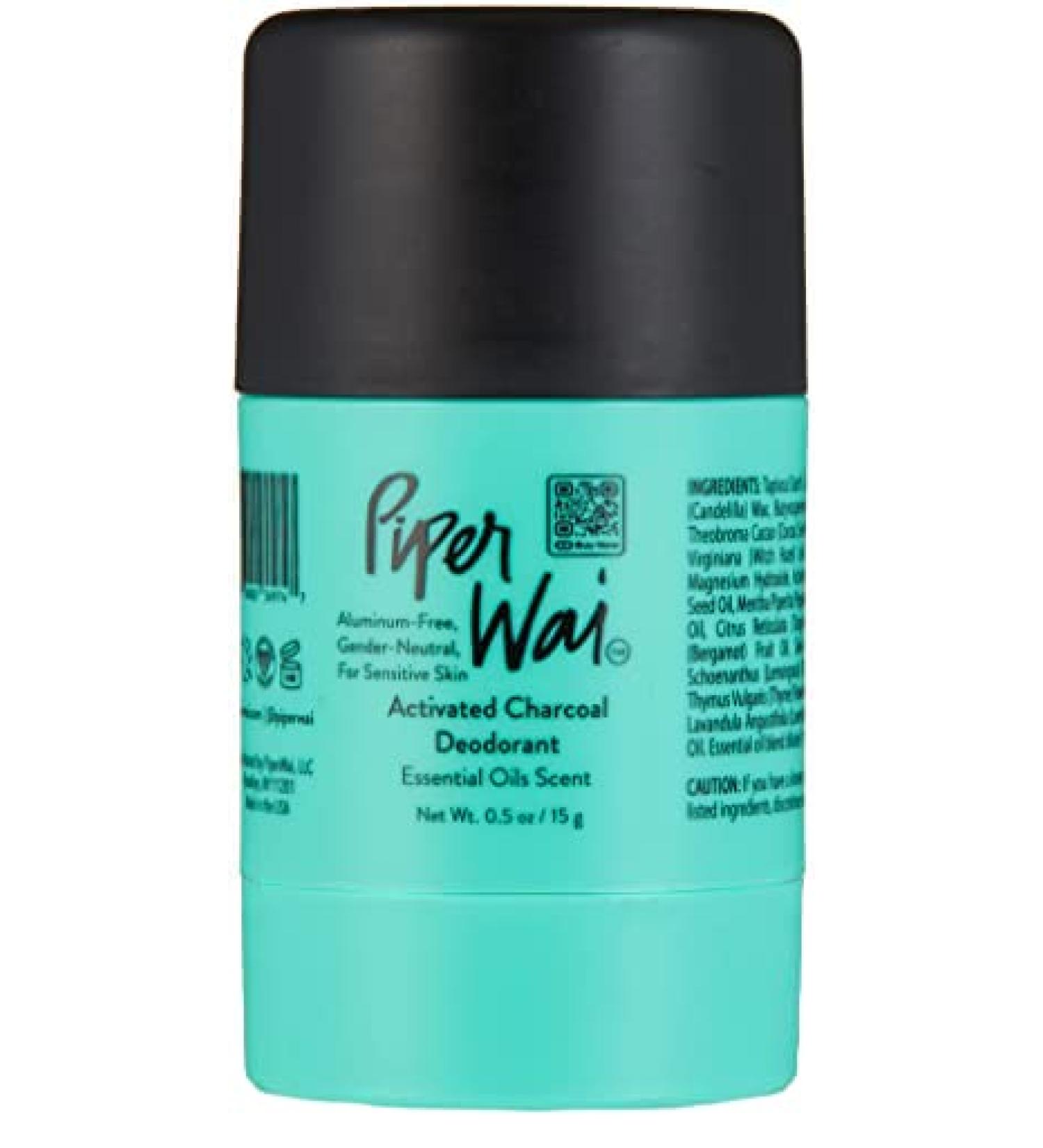PiperWai Natural Mini Deodorant with Activated Charcoal | 24-Hour Vegan Protection | Aluminum-Free Deodorant for Men & Women | Travel Size | Shark Tank Product | 15g - Buy Online on GoSupps.com