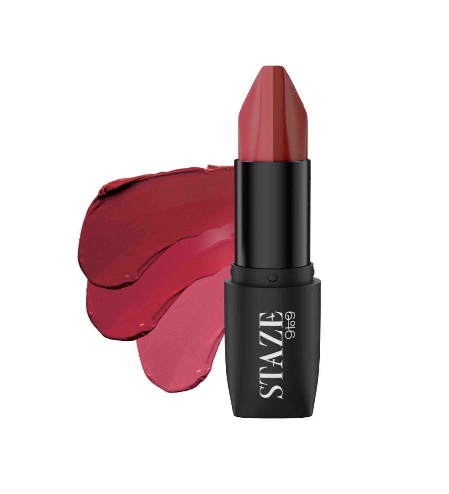 CKS Steze Love Tri-Angle 3-in-1 Matte Lipstick | 3 Unique Shades | Long-Lasting Transfer-Proof | Non-Drying Formula | Brick Pink | 12-Hour Color Intense - Buy Online on GoSupps.com