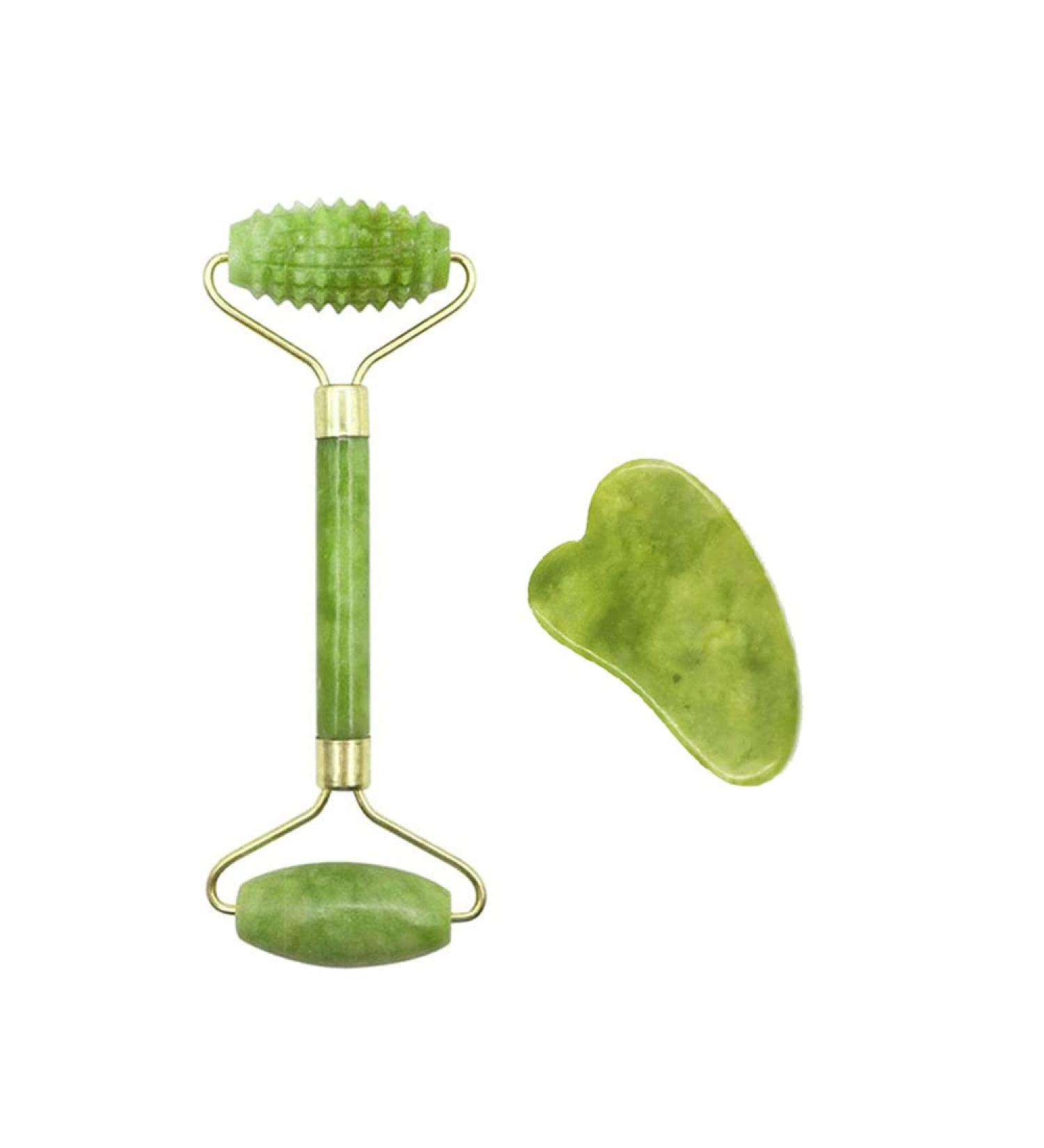 Jade Roller & Scraping Board Set - Anti-Aging Facial Massager for Skin Care | International Shipping Available - Buy Online on GoSupps.com