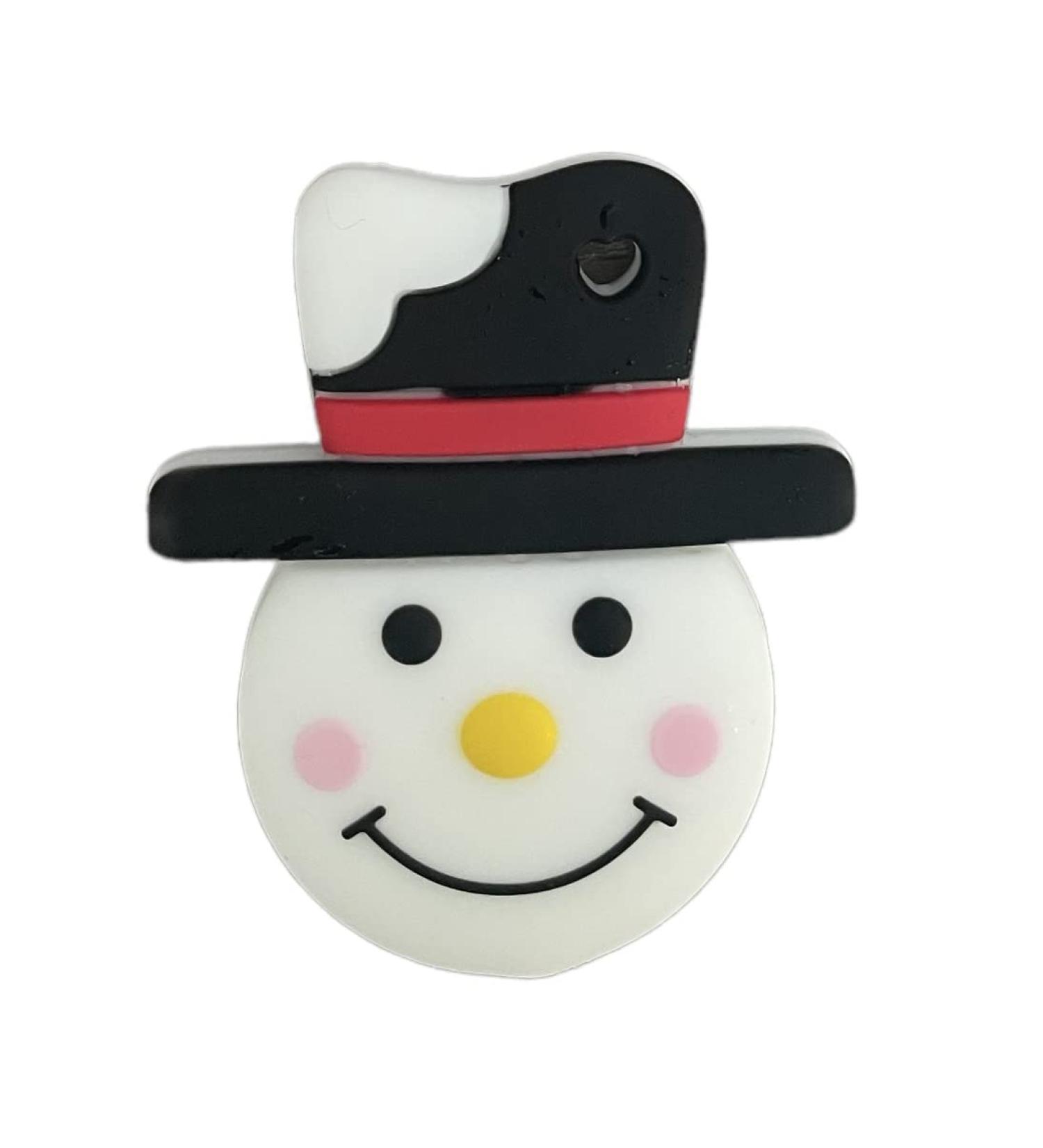 Christmas Holiday Soft Silicone Teethers for Baby BPA Free and Food Grade - Christmas Tree Star Santa Rudolph Reindeer Teether Toy (Snowman w/ Black Hat)