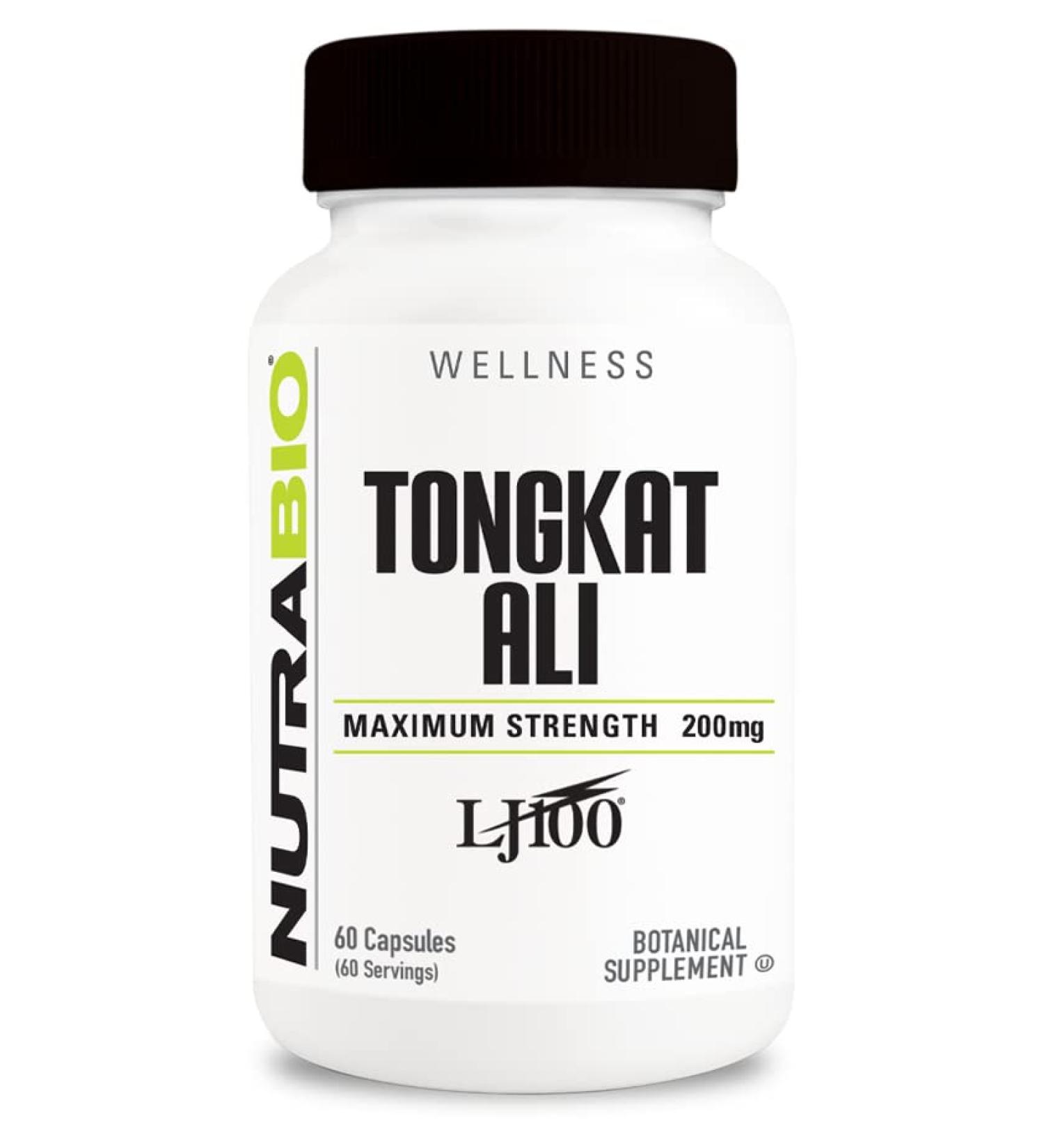 NutraBio Tongkat Ali LJ 100 - 200mg Capsules for Muscle Mass Strength & Performance - 60 Servings - International Shipping Available - Buy Online on GoSupps.com