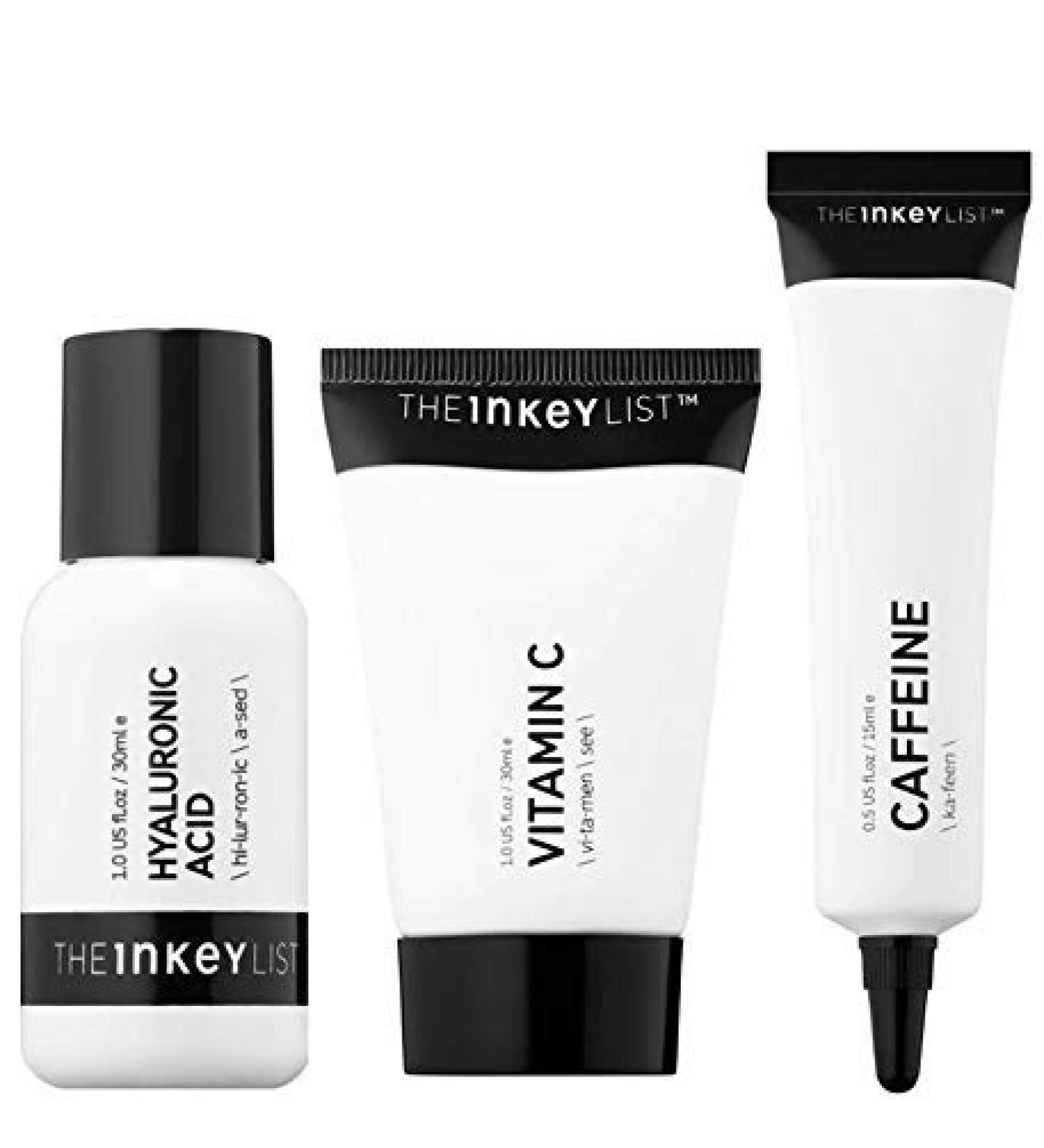 The Inkey List Anti-Aging Skincare Set: Hyaluronic Acid Serum, Vitamin C Cream, Caffeine Eye Cream & More! - Buy Online on GoSupps.com