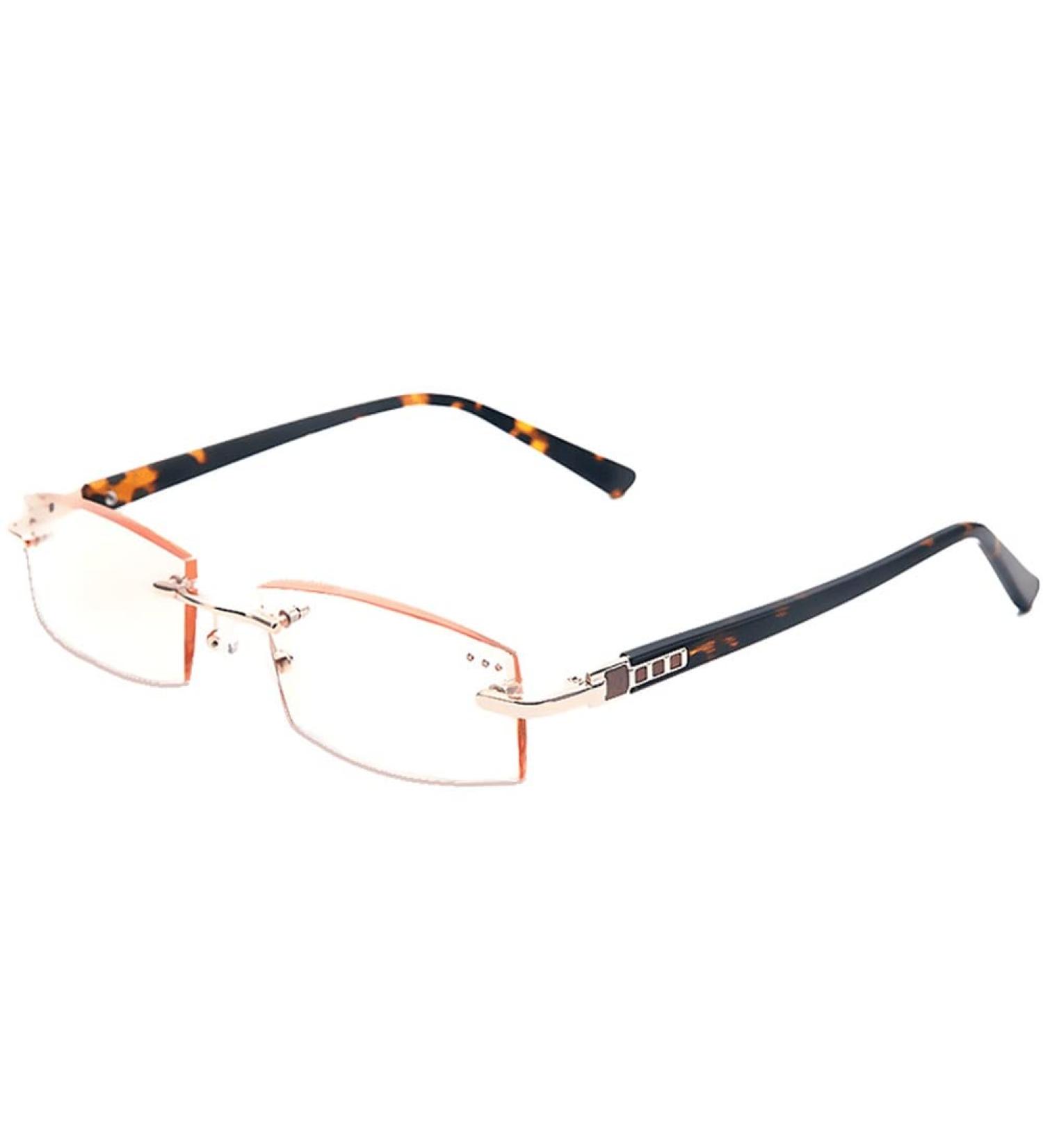 GHARAZ Diamond Cut Edge Blue Light Filter Reading Glasses for Women & Men - Frameless Fashion Computer Readers - Brown (Size: 1.5+) - Buy Online on GoSupps.com