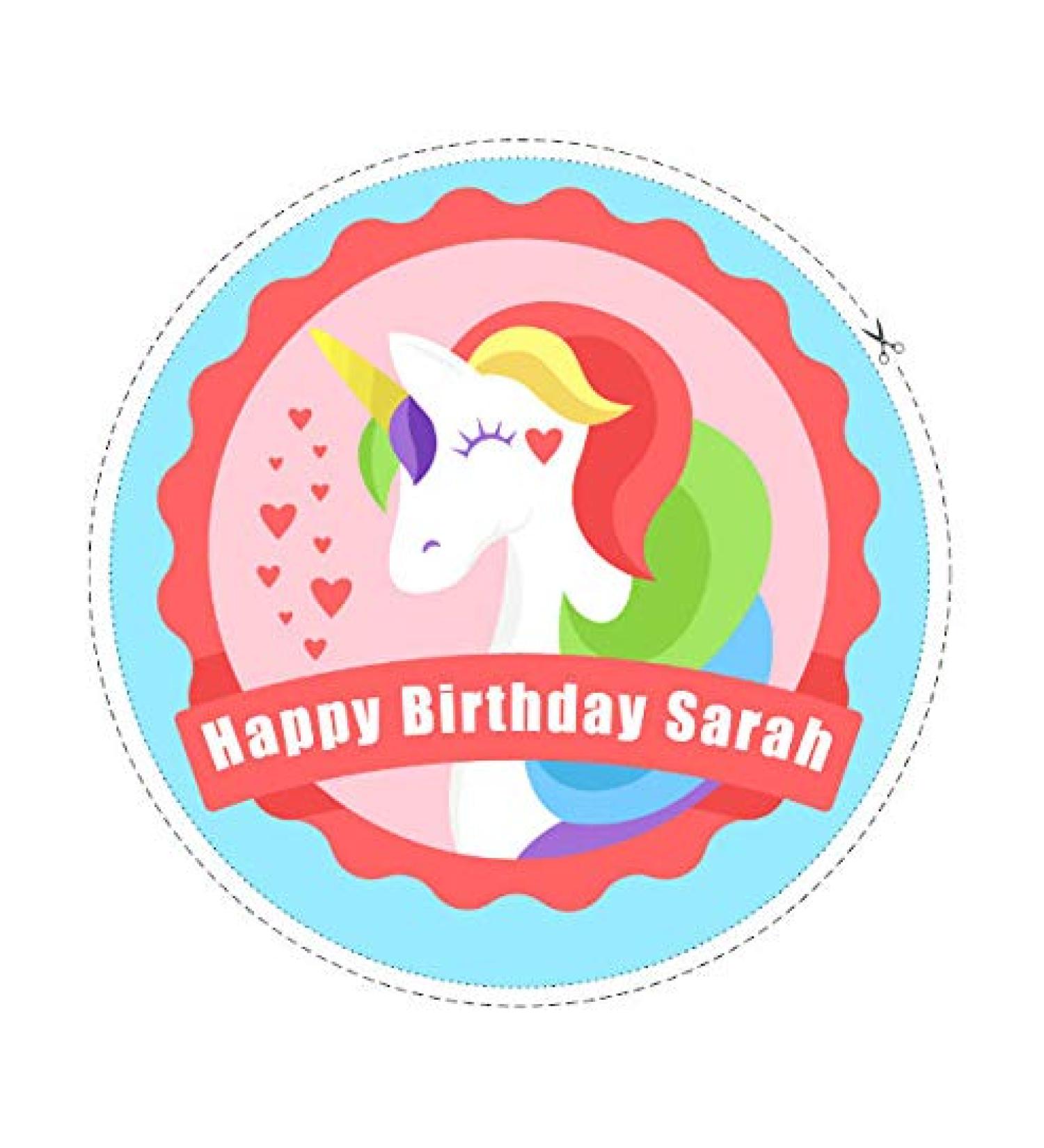 7.5 Unicorn Personalised Edible Icing "Birthday/Any/Your Message" Cake Topper