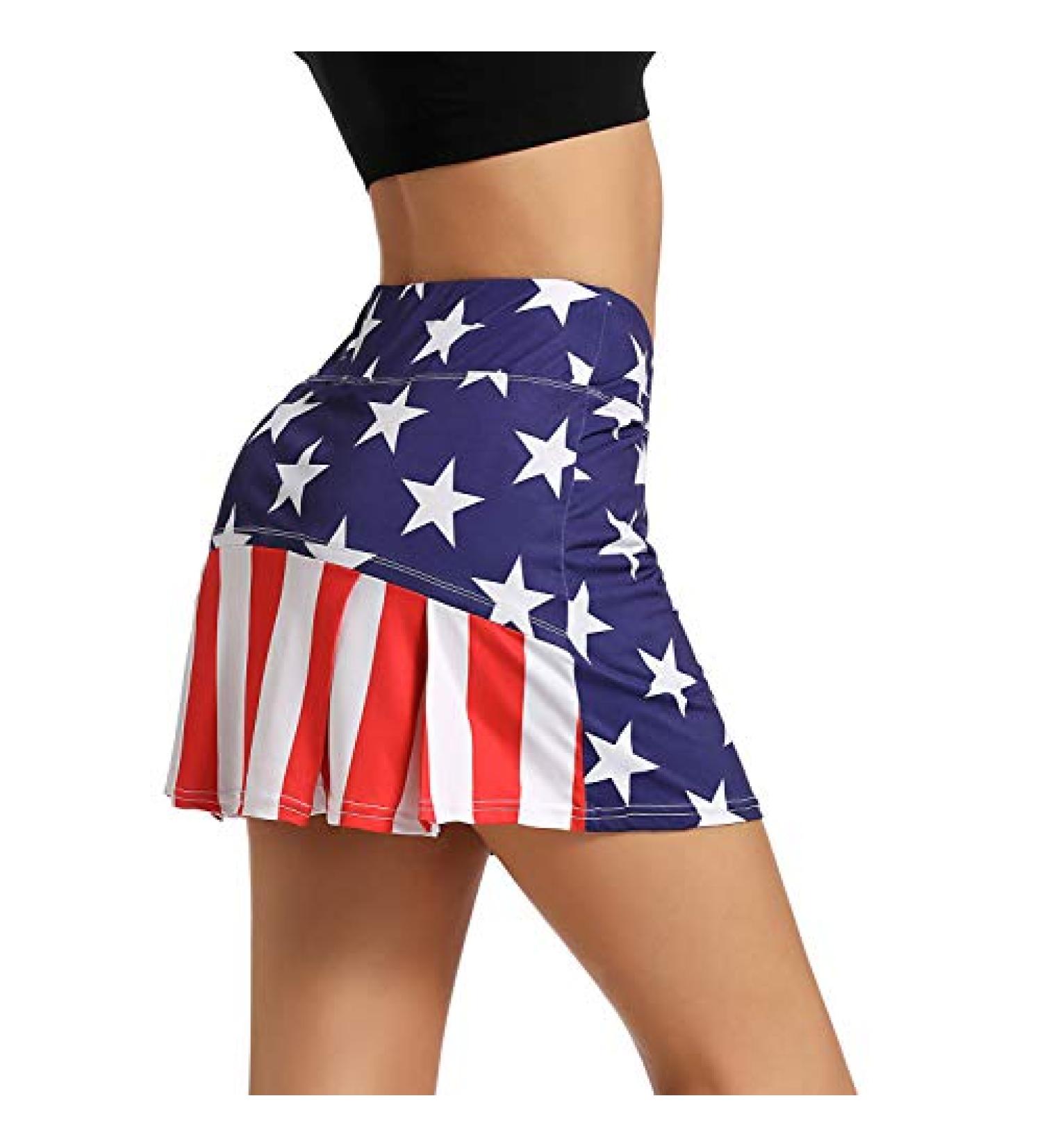 Ibeauti Women's USA Flag Tennis Skort with 3 Pockets - Medium - Buy Online on GoSupps.com