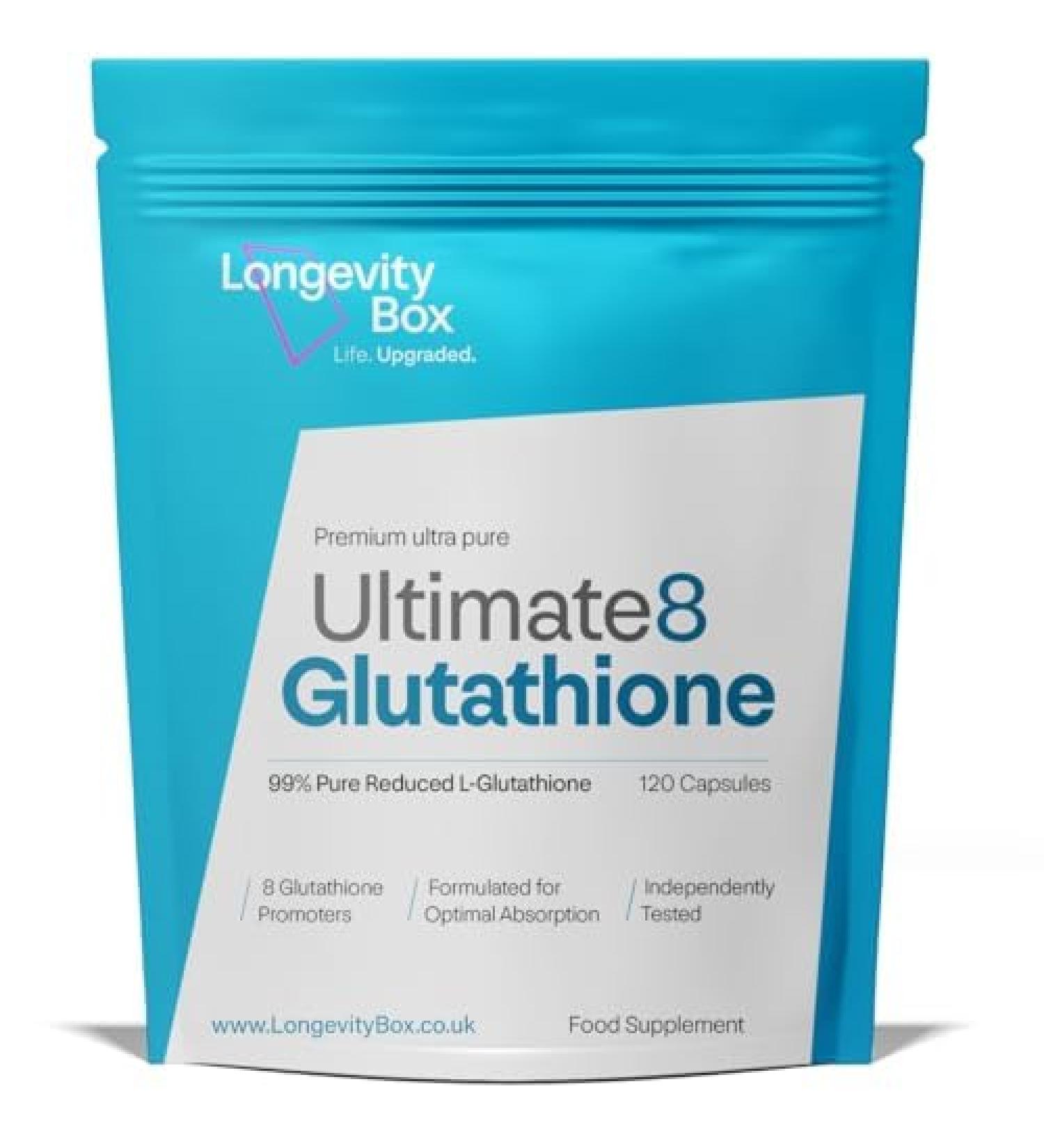  Longevity Box Ultimate 8 Glutathione 120 capsules antioxidant complex (NAC ALA vitamins C/E selenium) third-party tested - Buy Online on GoSupps.com
