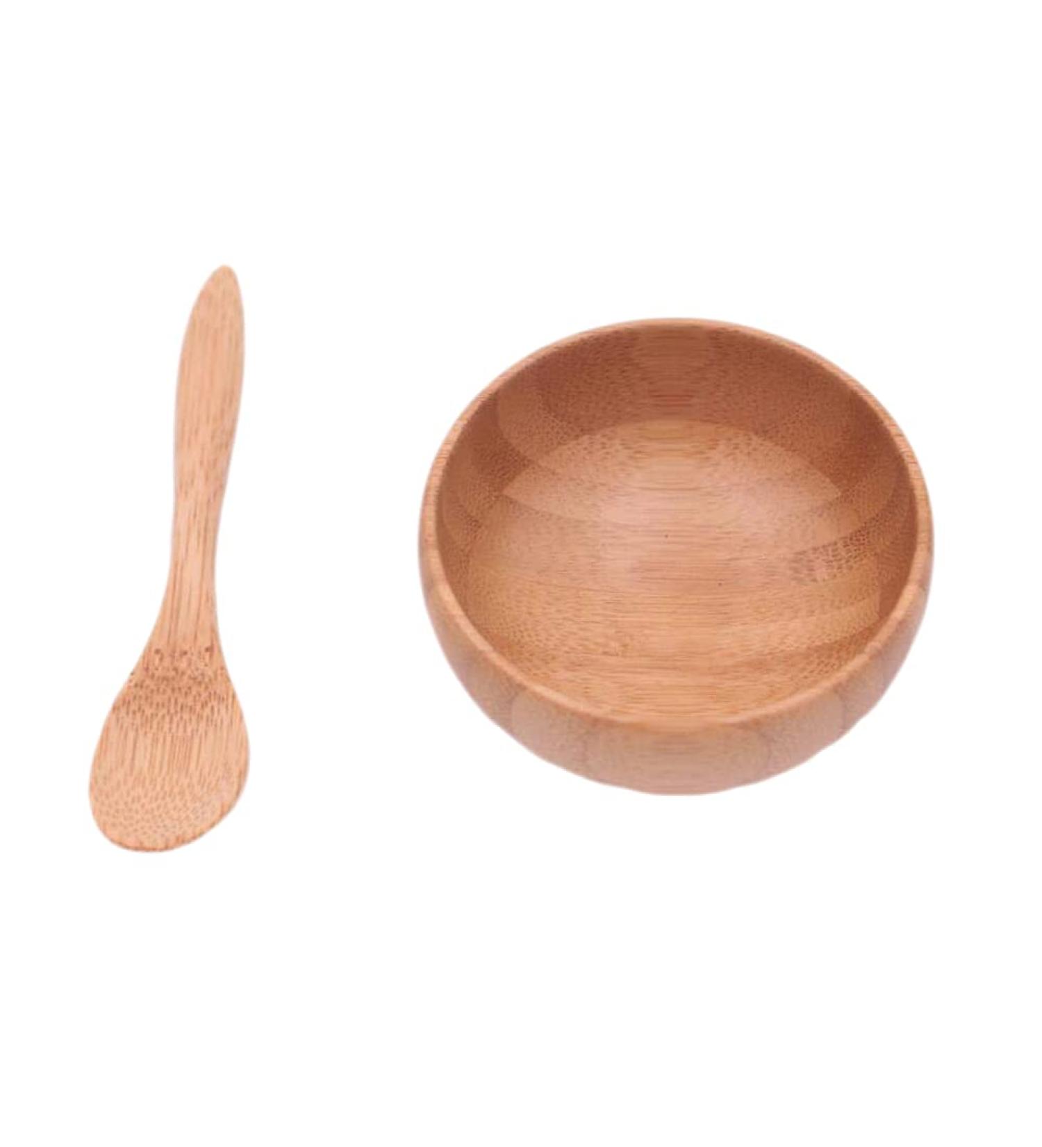 Eco-Friendly Bamboo Bowl and Spoon Set for Mixing Face Masks | Sustainable Makeup Mixing Bowl with Stirring Rod & Spatula - Buy Online on GoSupps.com