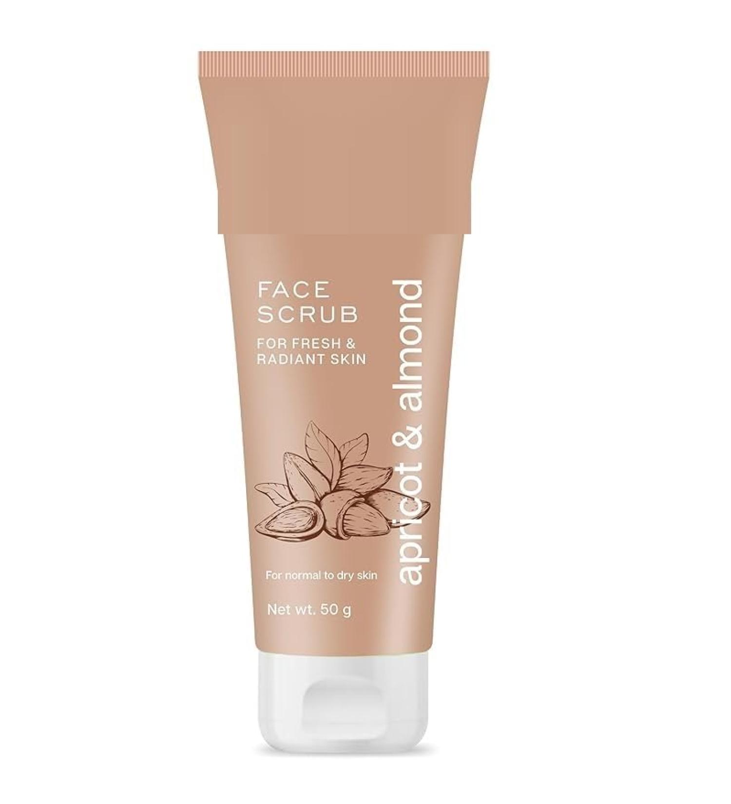 Apricot & Almond Scrub Face Scrub with Almond Apricot & Wheatgerm Oil | For Normal to Dry Skin | Gently Remove dead Skin | Reduces Pigmentation (50G) - Buy Online on GoSupps.com