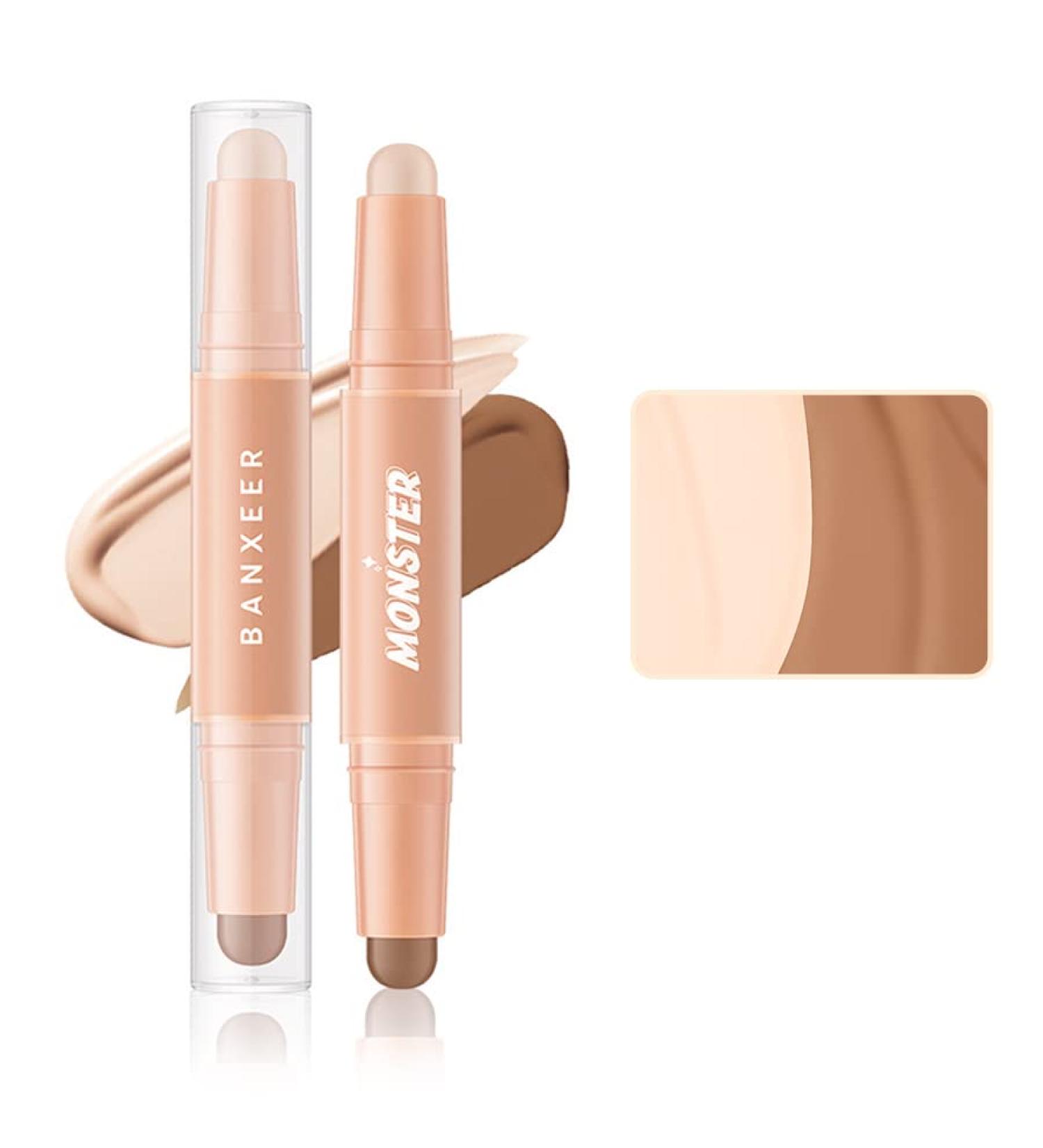 Double Headed Cream Contour Stick Bronzer | 2-in-1 Long Lasting Highlight & Contour Stick | Waterproof Makeup Kit for Light Skin | Nature Color - Buy Online on GoSupps.com