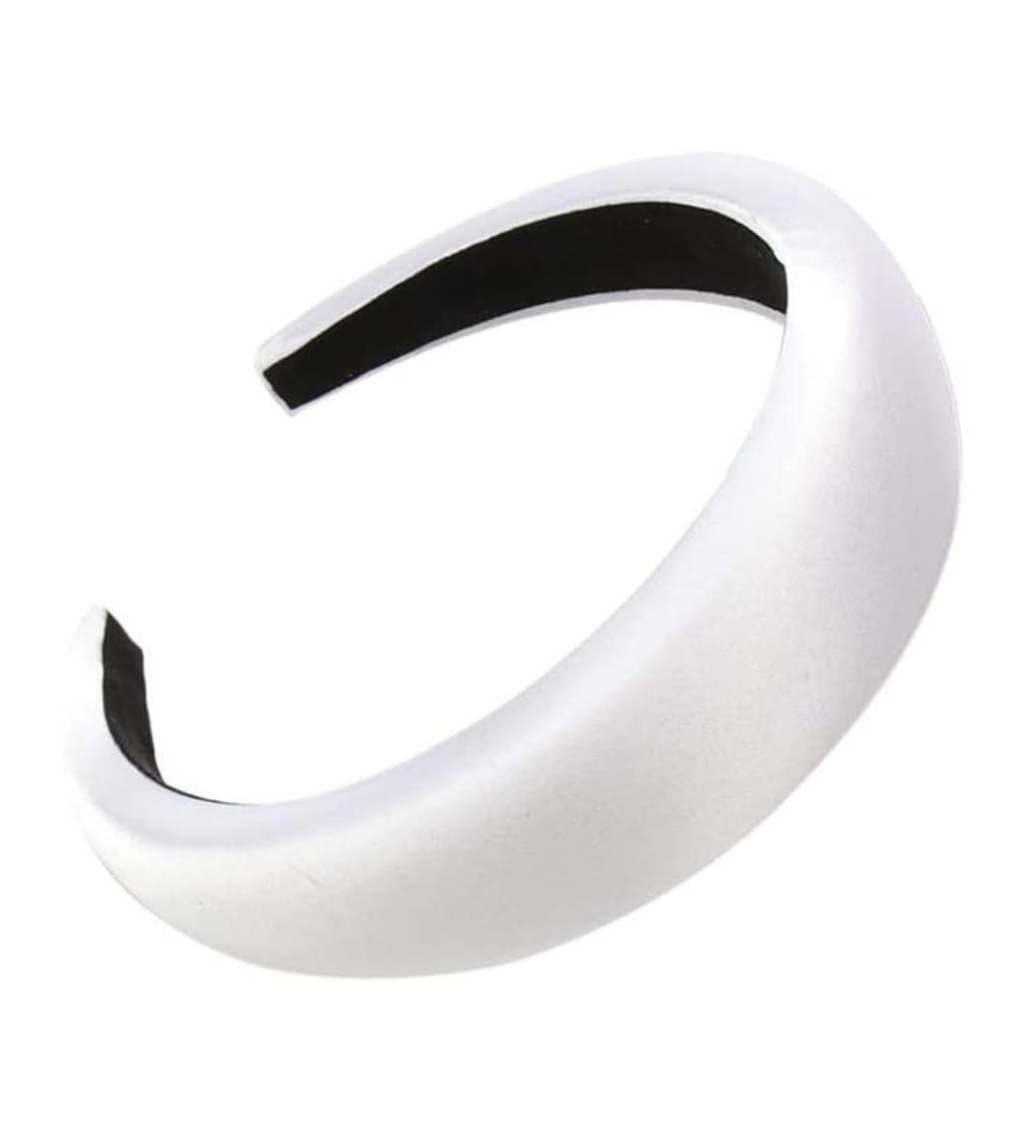 Satin Padded Headbands for Women Solid Plastic Thick Hair Hoop Girls Sponge Non-slip Hairbands Hair Accessories (White) Women's headband - Buy Online on GoSupps.com