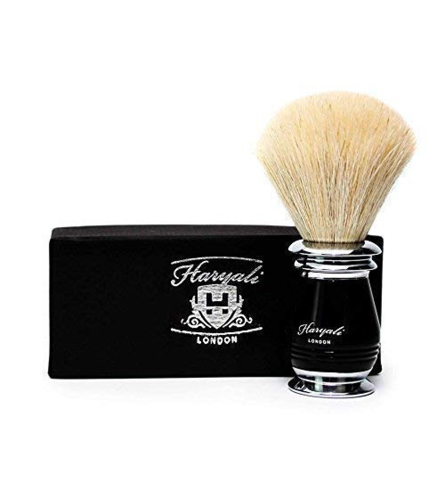 Pure white hair-razor brush for men with newly developed handpiece in black and metal color delivery in a very specially developed packaging.Christmas presents for men