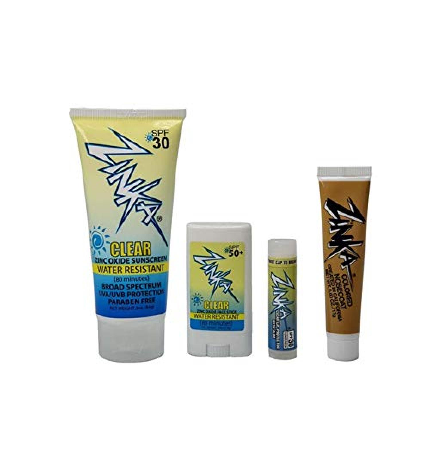 Zinka Sunny Days SPF 30/50 Sunscreen - Water Resistant Oil Free UVA & UVB Protection for Face Body & Lips | Personal Pack (Nosecoat Lotion Face Stick Lip Balm - Buy Online on GoSupps.com