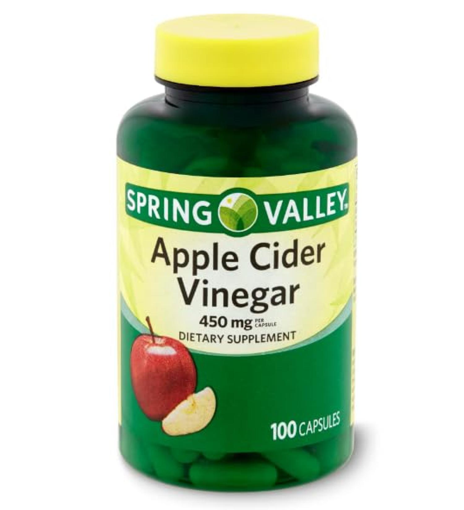 Spring Valley Apple Cider Vinegar Dietary Supplement 450mg - 100 Capsules | Natural Weight Management Support - Buy Online on GoSupps.com