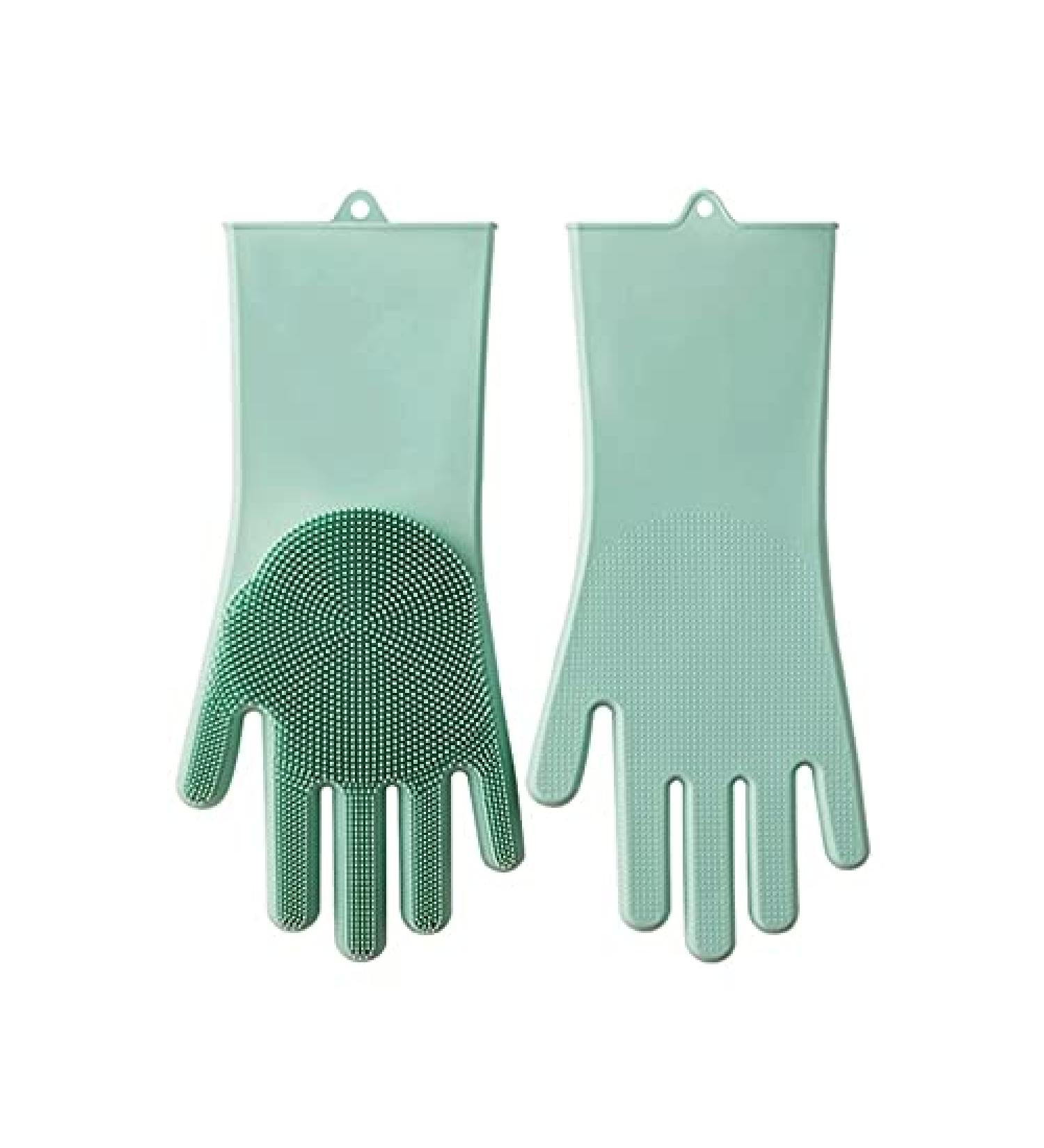 ESASAM Cleaning Gloves Silicone Dishwashing Gloves Household Kitchen Green (15.7 * 35.5cm) Waterproof Rubber Multifunctional Durable Thick Housework Gloves - Buy Online on GoSupps.com