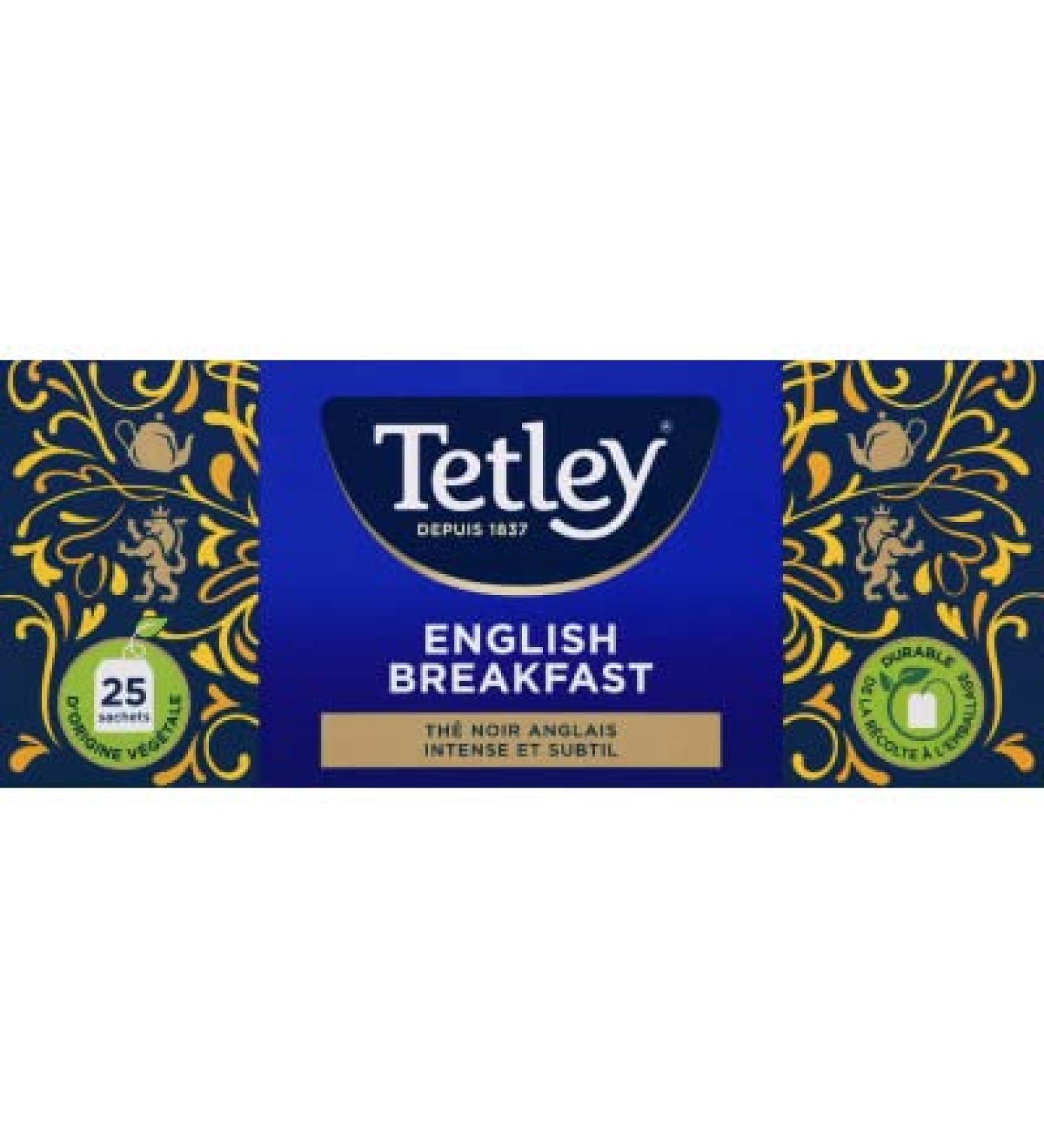 Tetley Th noir English breakfast - Les 25 sachets 50g