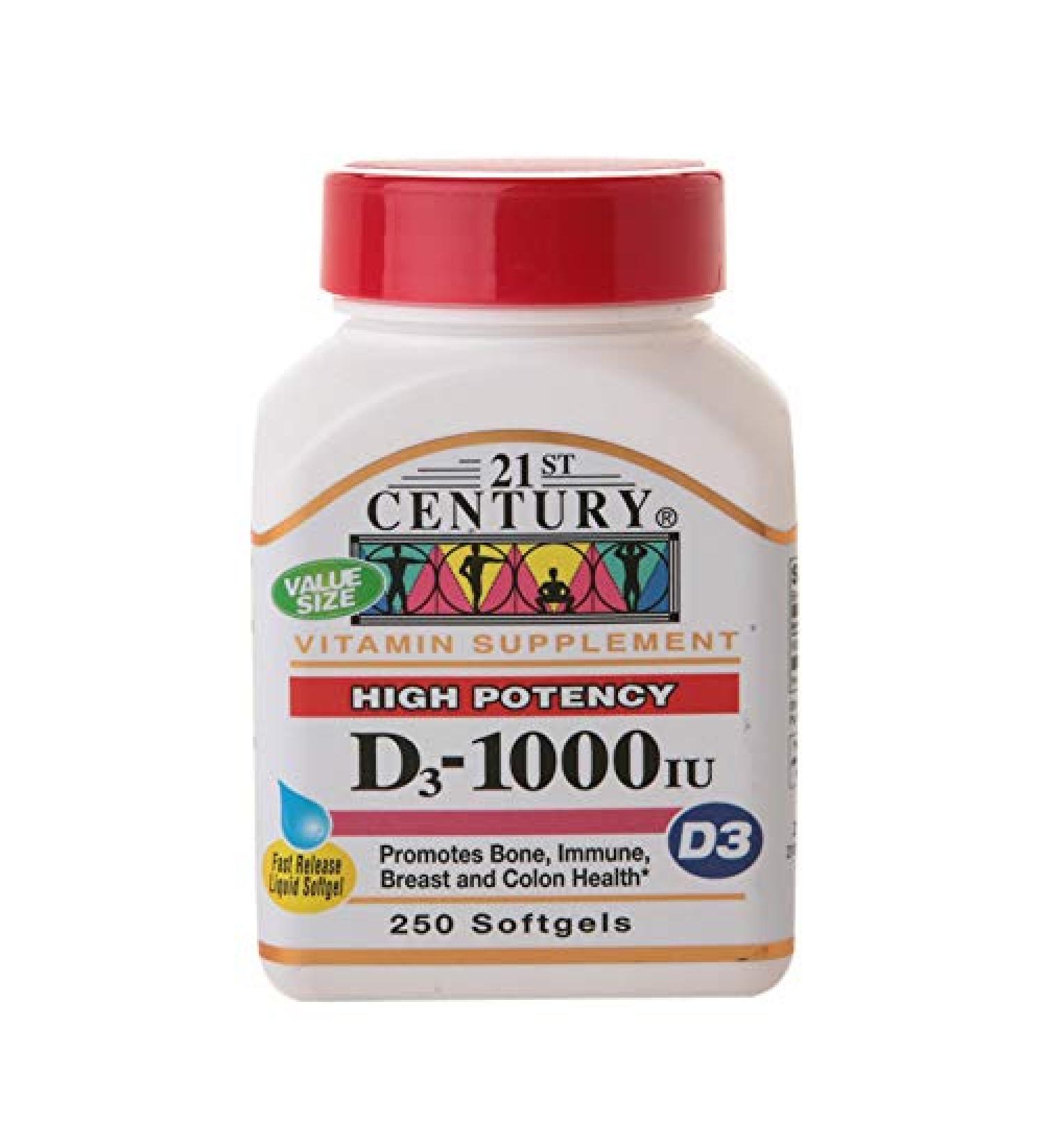 21st Century D3-1000 IU Softgels - 250 ct Pack of 2