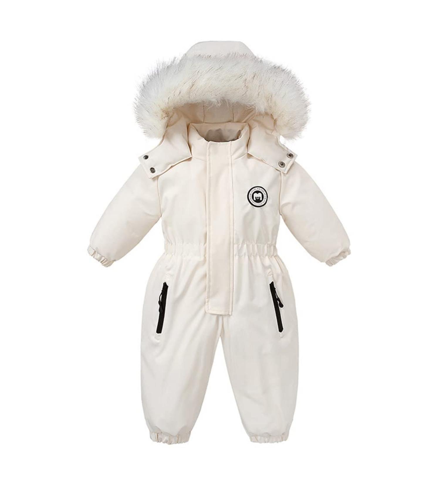 Baby Girls' Waterproof Snowsuit | Kids Ski Jacket & Fleece Coat Set | White, 12-18 Months - Buy Online on GoSupps.com