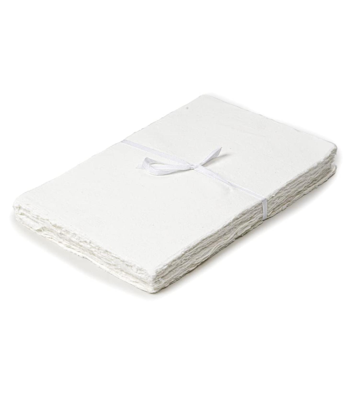 Rough Textured Watercolor Paper 7.5x11.5 - 150GSM Handmade Deckle Edge Paper - Off-White Virgin Egyptian Cotton - 50 Sheets by Leather Village - Buy Online on GoSupps.com