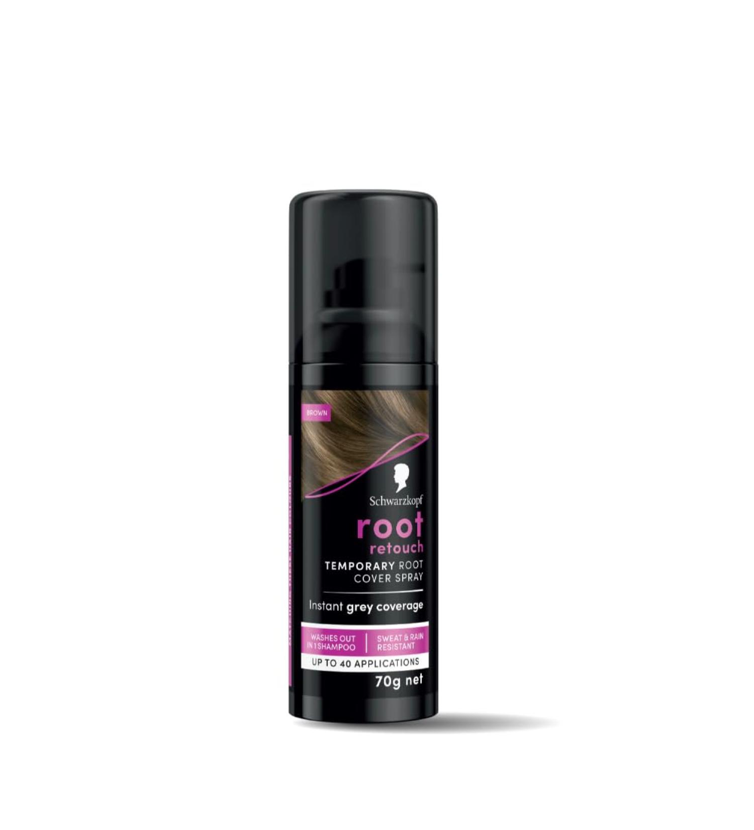 Schwarzkopf Root Retouch Instant grey root coverage spray for regrowth sweat and rain resistant temporary roots spray Brown 70g Light Brown 120 ml (Pack of 1) - Buy Online on GoSupps.com