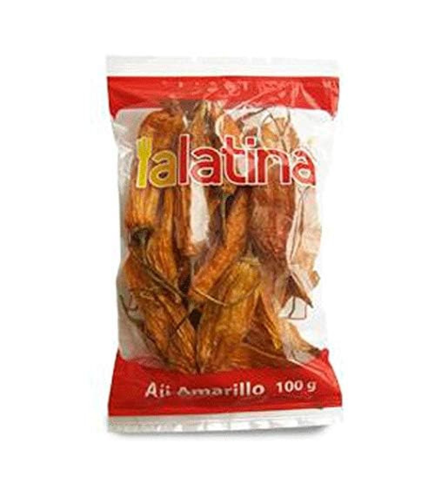 Dried yellow Mirasol pepper 100g pack - Aji Mirasol Amarillo Seco LA LATINA 100g - Buy Online on GoSupps.com