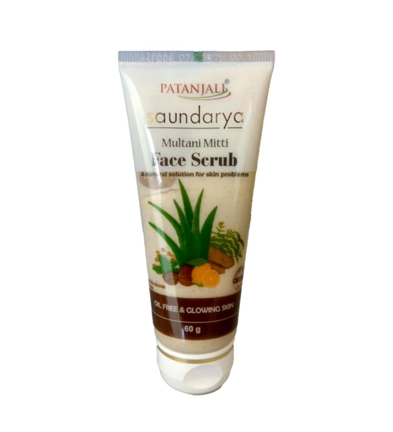 Patanjali Saundarya Face Scrub with Multani Mitti - 60 gm | Natural Exfoliation for Radiant Skin | International Shipping - Buy Online on GoSupps.com